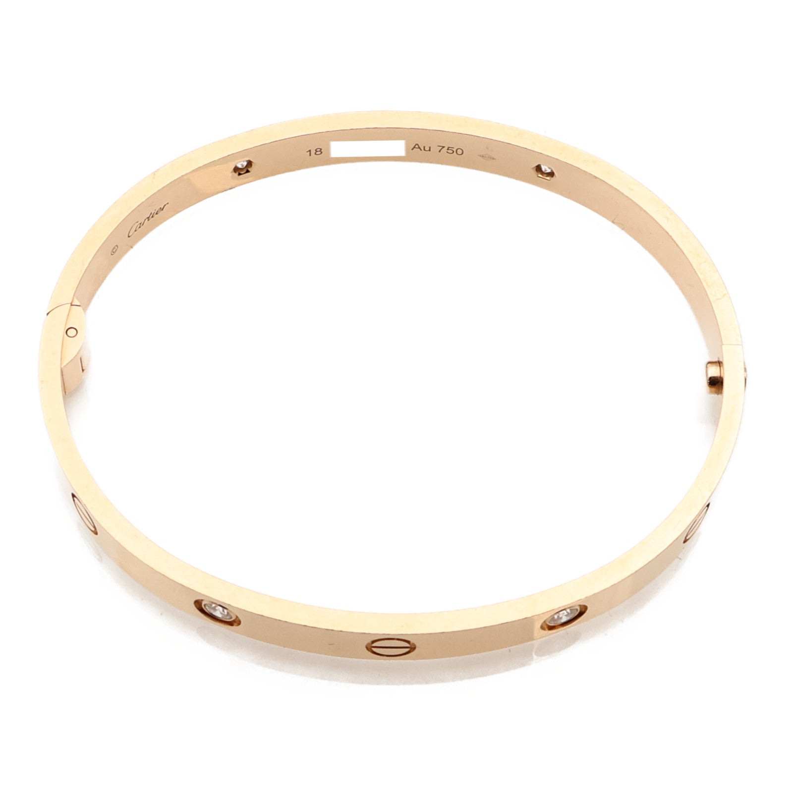 CARTIER 18K玫瑰金Love Bangle 4P Diamonds鑽石手鐲