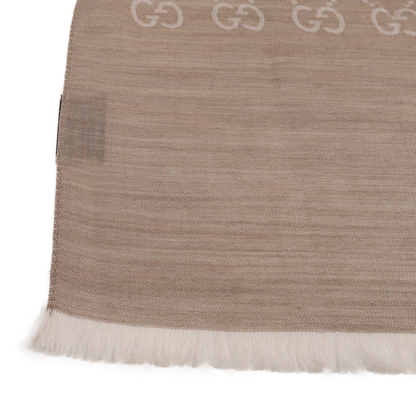 GUCCI 羊毛/Seta絲質Scarf圍巾米色