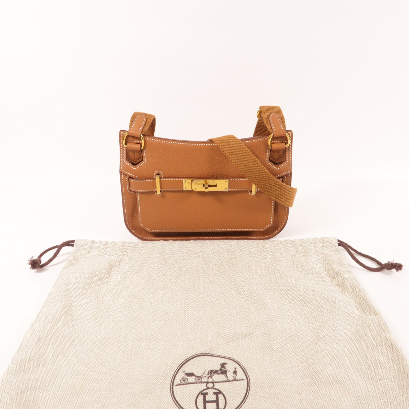 HERMES Evercolor皮革Jypsiere Mini金扣肩背袋