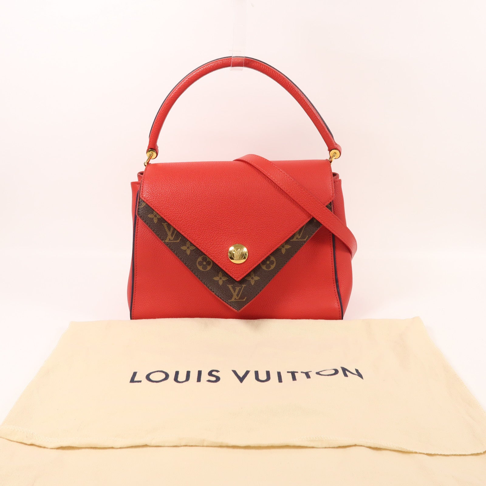 LOUIS VUITTON Monogram Double V金扣手挽肩背兩用袋