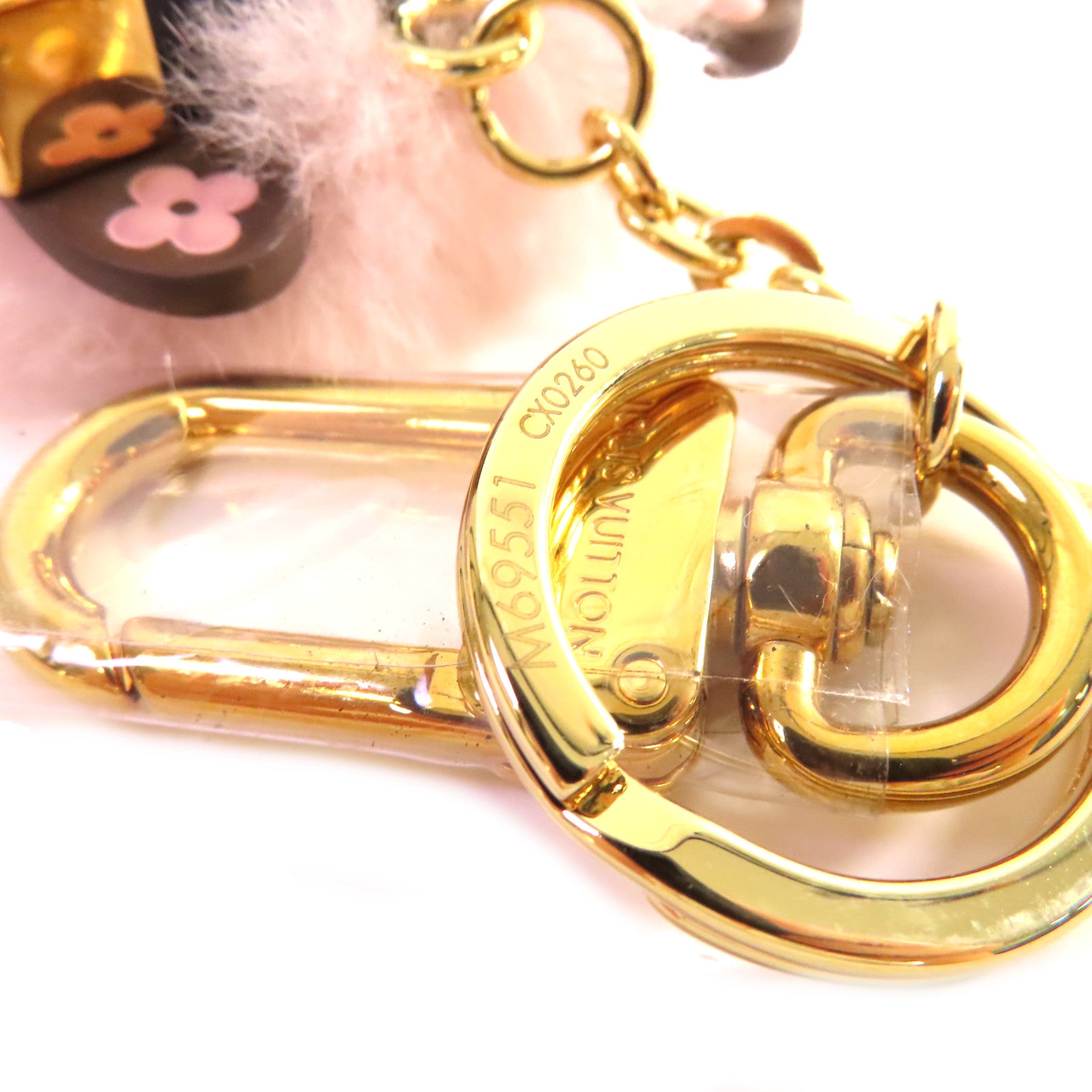 LOUIS VUITTON Monogram Reverse/毛茸Eye-Trunk Bear Bag and Key Charm掛飾粉紅色/啡色