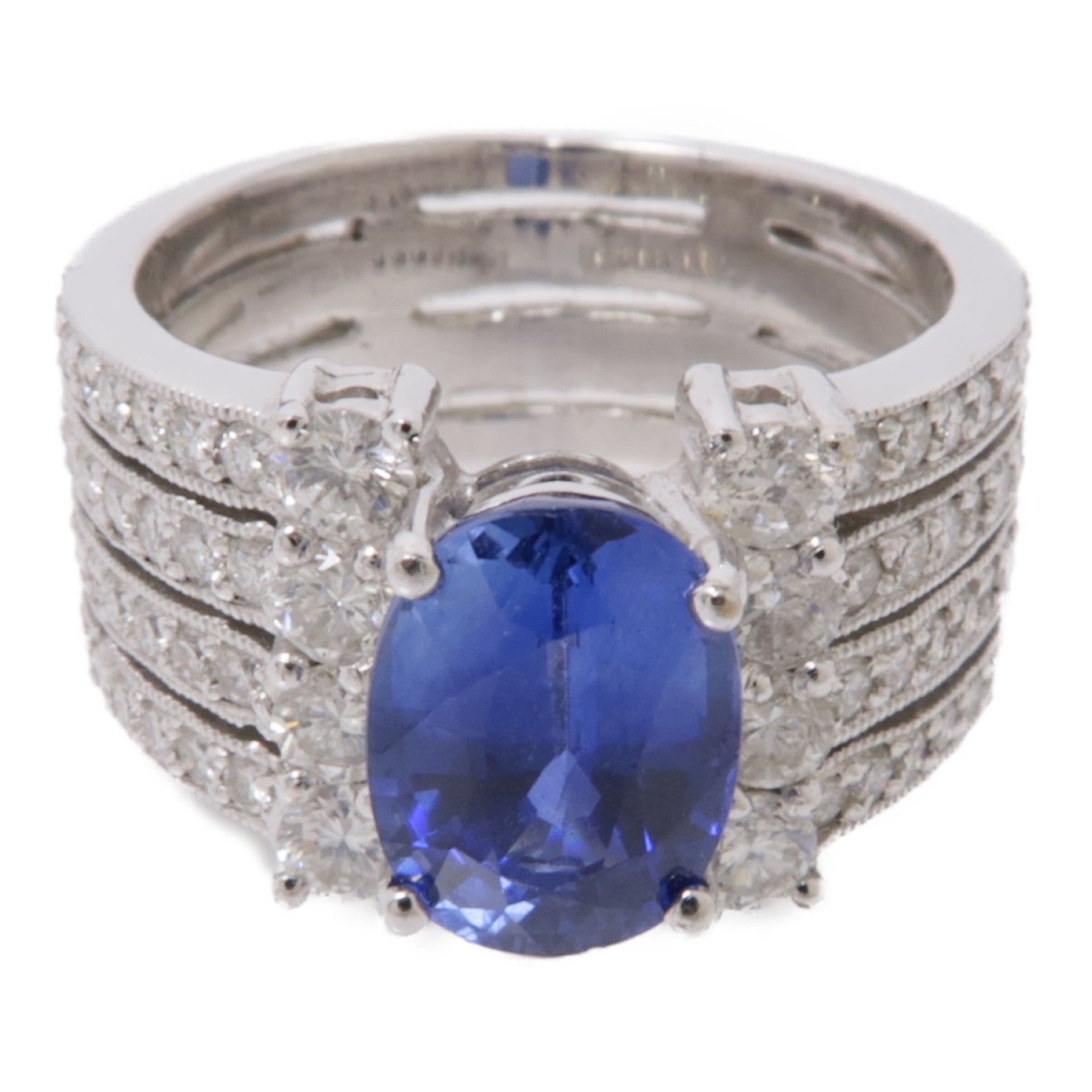 JEWELRY 18K白金/藍寶石/鑽石Sapphire Diamond Ring戒指US#5.5