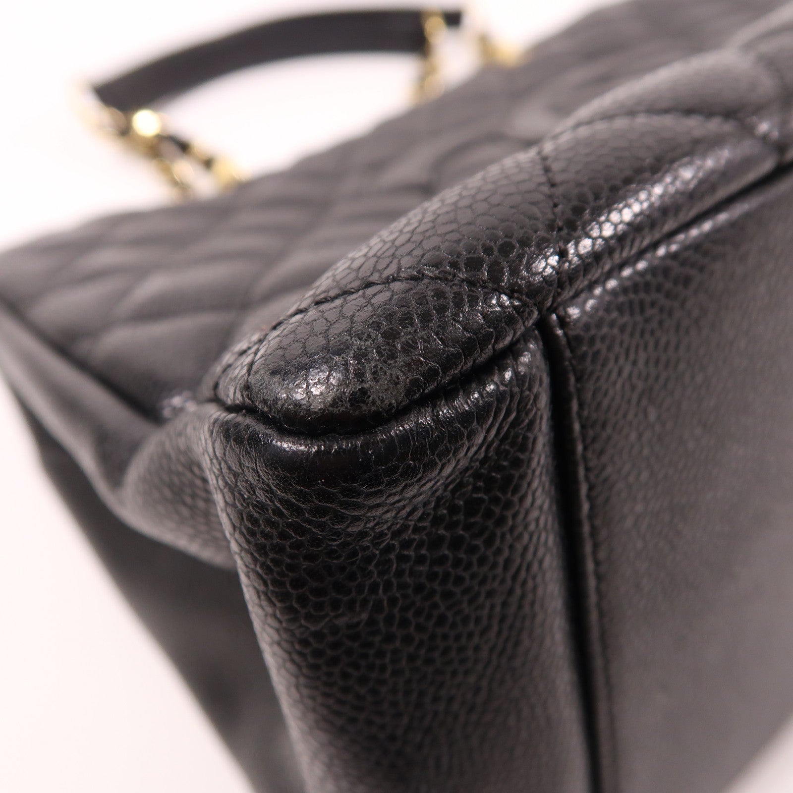 CHANEL 牛皮皮革GST Grand Shopping Tote Bag金扣鏈帶肩背袋