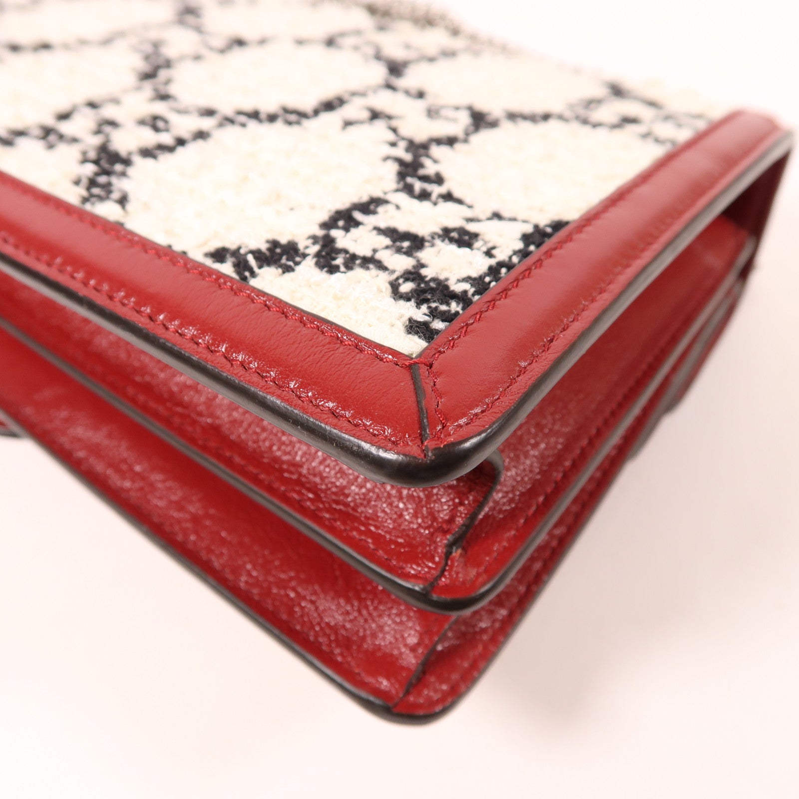 GUCCI 【激減優惠】Tweed/牛皮皮革Dionysus銀扣鏈帶肩背袋