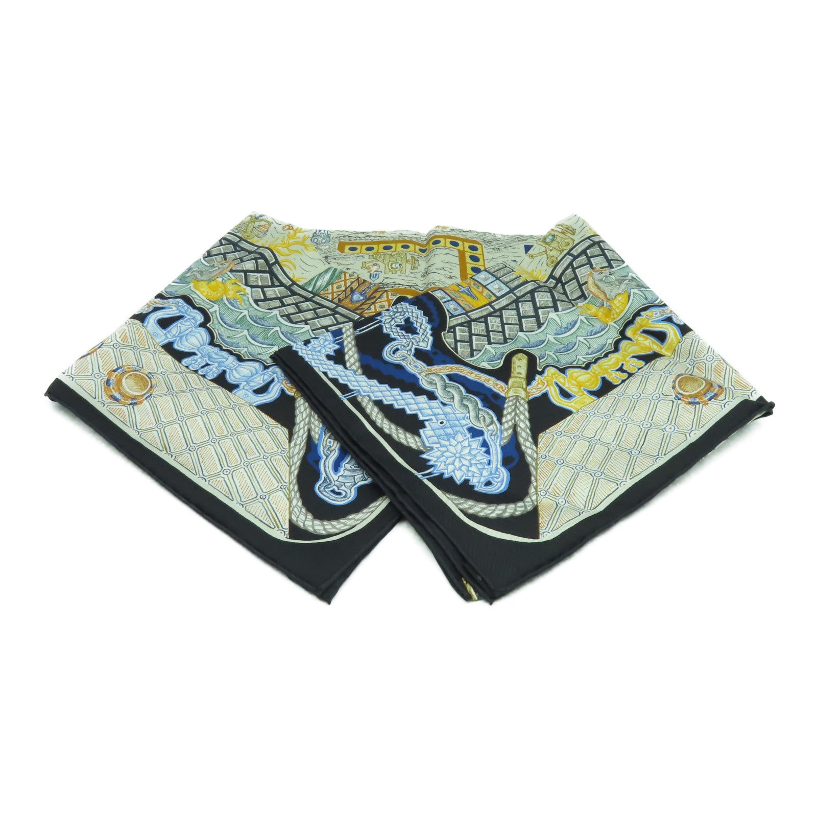 HERMES 【激減優惠】絲質Scarf 90x90絲巾深藍色/藍色