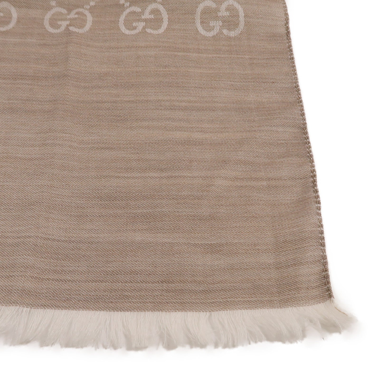 GUCCI 羊毛/Seta絲質Scarf圍巾米色
