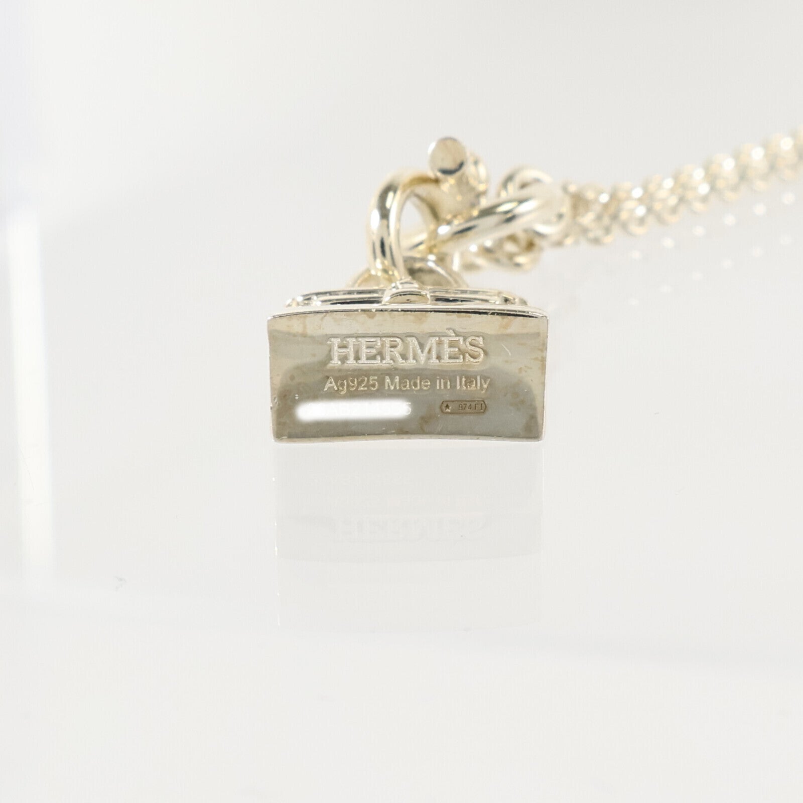 HERMES 925純銀Amulettes Kelly Pendant Necklace銀扣項鏈