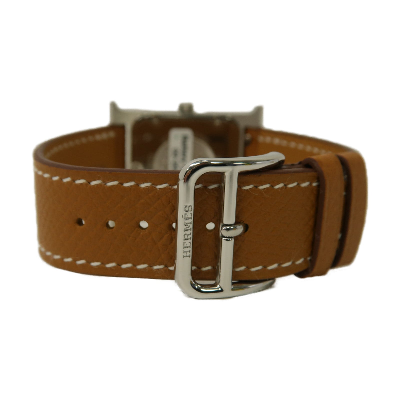 HERMES 不鏽鋼/皮革帶H Watch PM手錶石英機芯白色