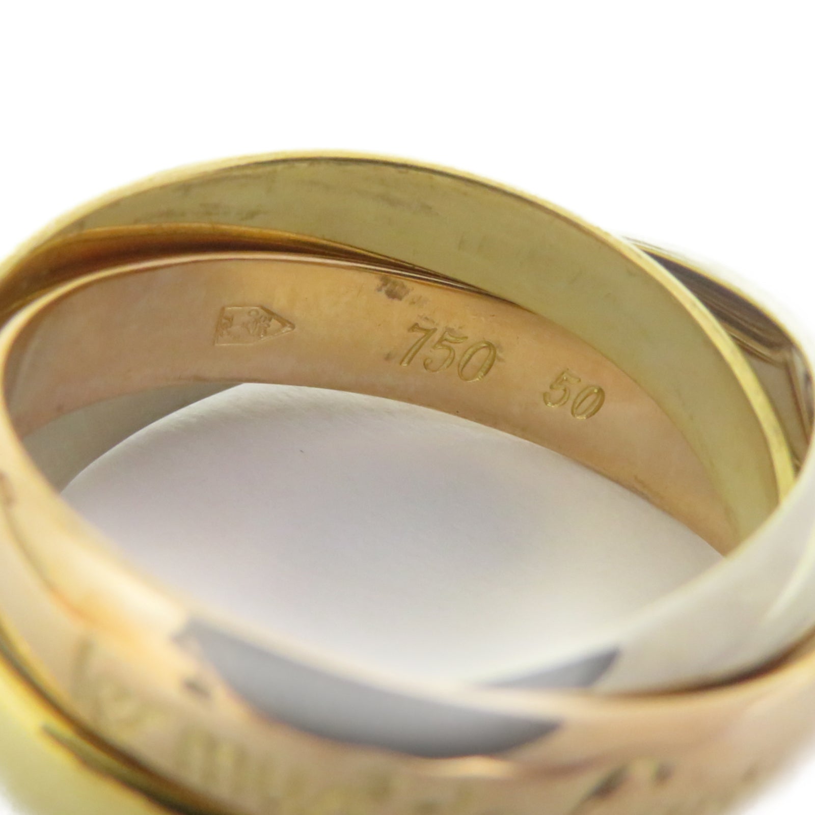 CARTIER 18K黃金/白金/玫瑰金Trinity戒指Cartier#50/US#5.25