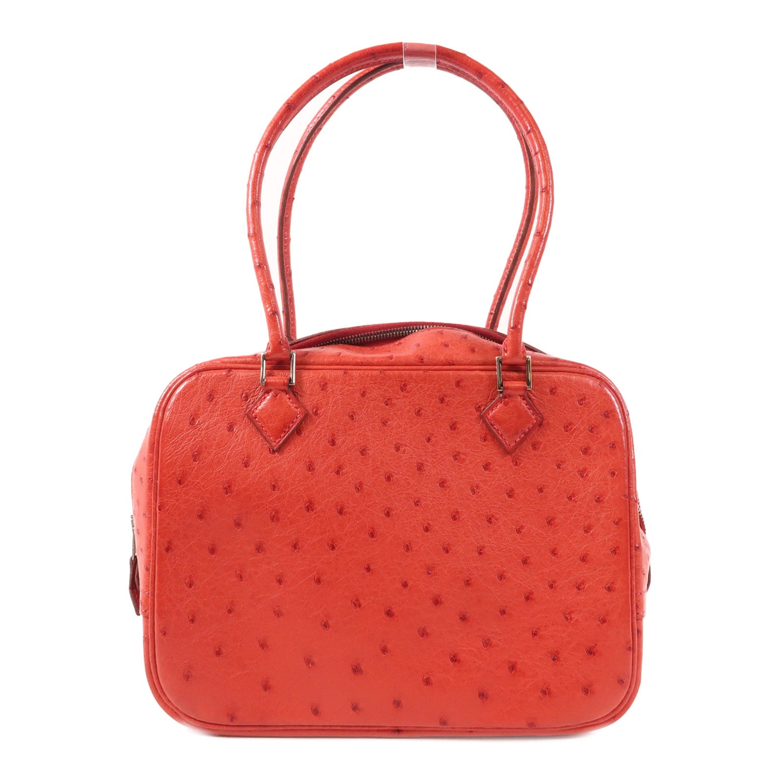 HERMES Ostrich皮革Plume Mini銀扣手挽袋