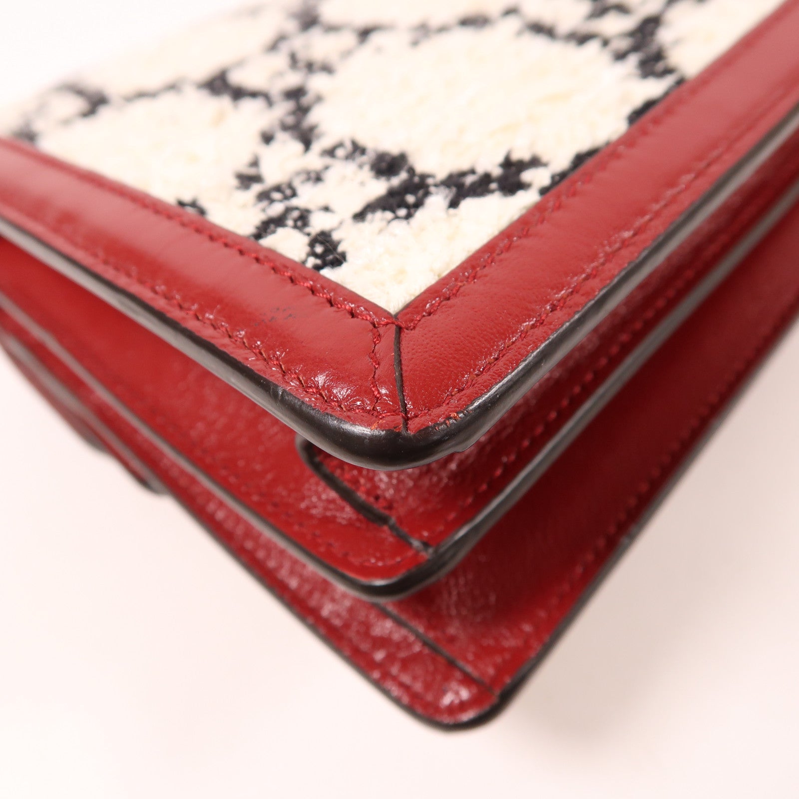 GUCCI Tweed/牛皮皮革Dionysus銀扣鏈帶肩背袋