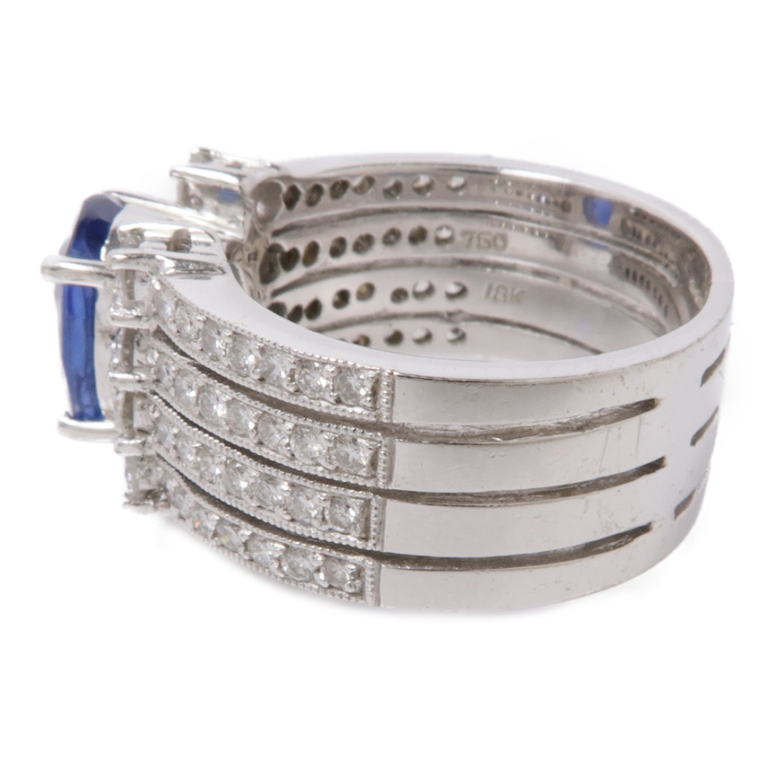 JEWELRY 18K白金/藍寶石/鑽石Sapphire Diamond Ring戒指US#5.5