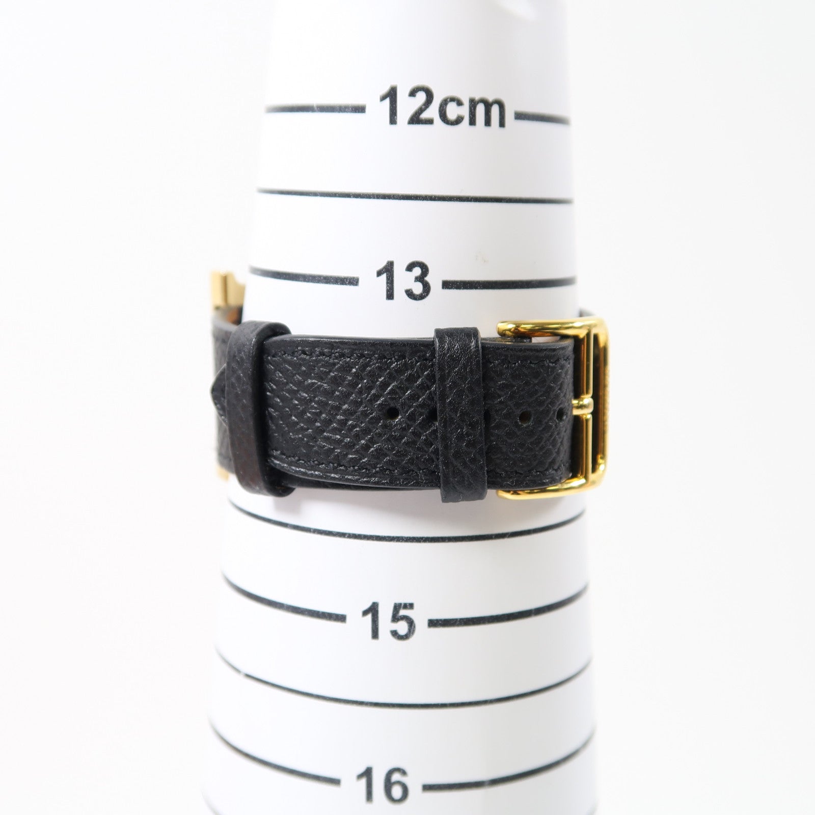 HERMES 皮革Heure H Watch 25mm手錶石英機芯黑色/金色