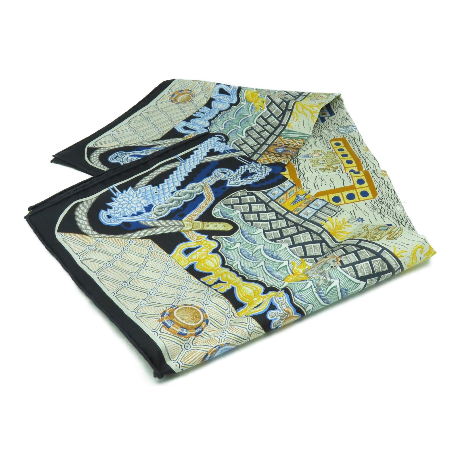 HERMES 【激減優惠】絲質Scarf 90x90絲巾深藍色/藍色
