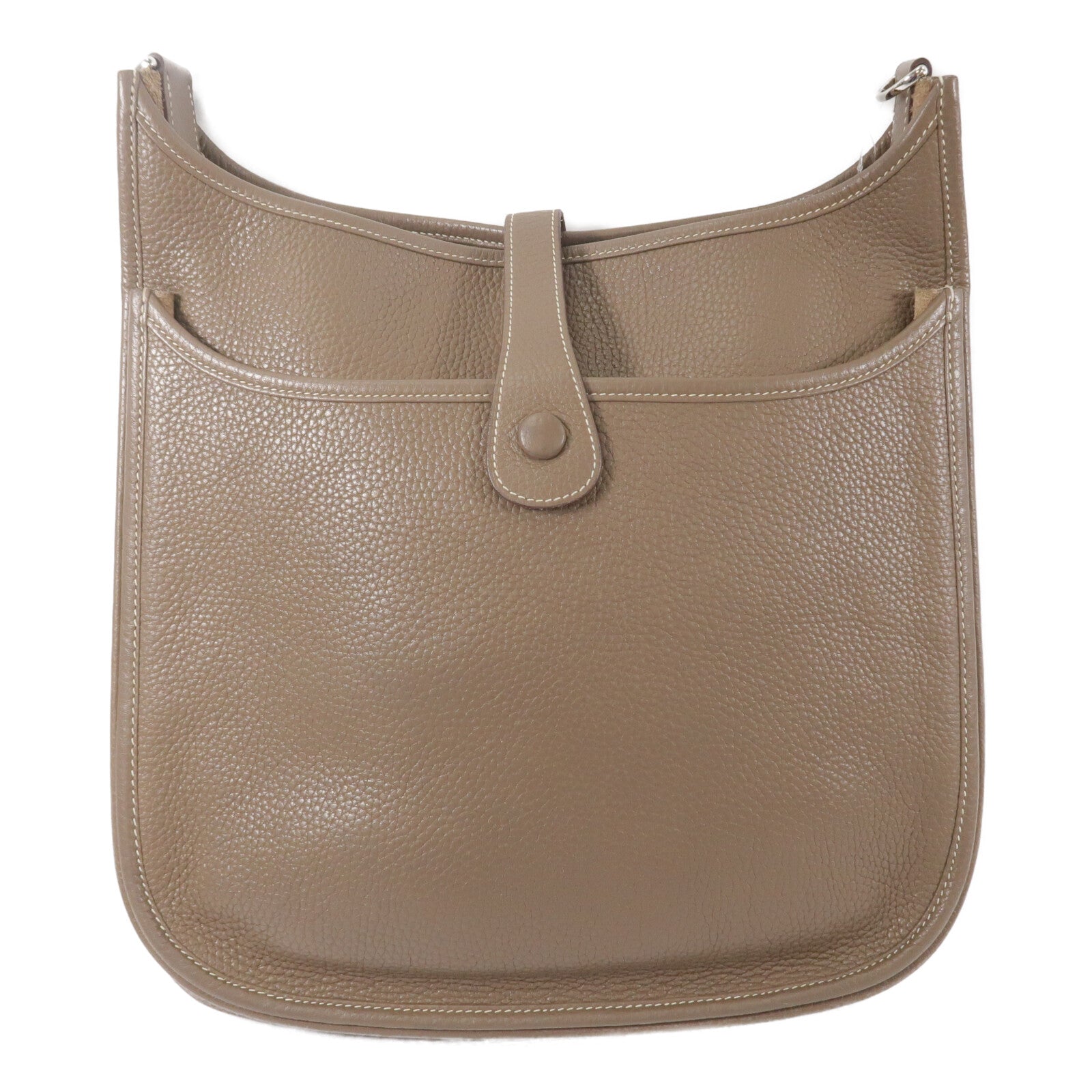 HERMES Clemence皮革Evelyne GM肩背袋Etoupe