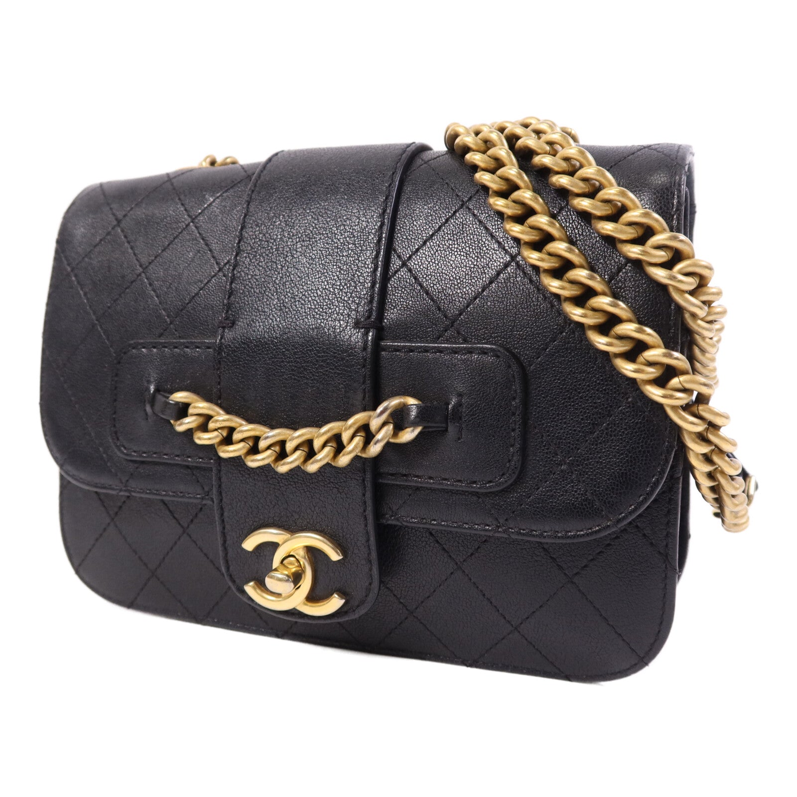 CHANEL 【激減優惠】牛皮皮革Chain Shoulder Bag金扣鏈帶肩背袋