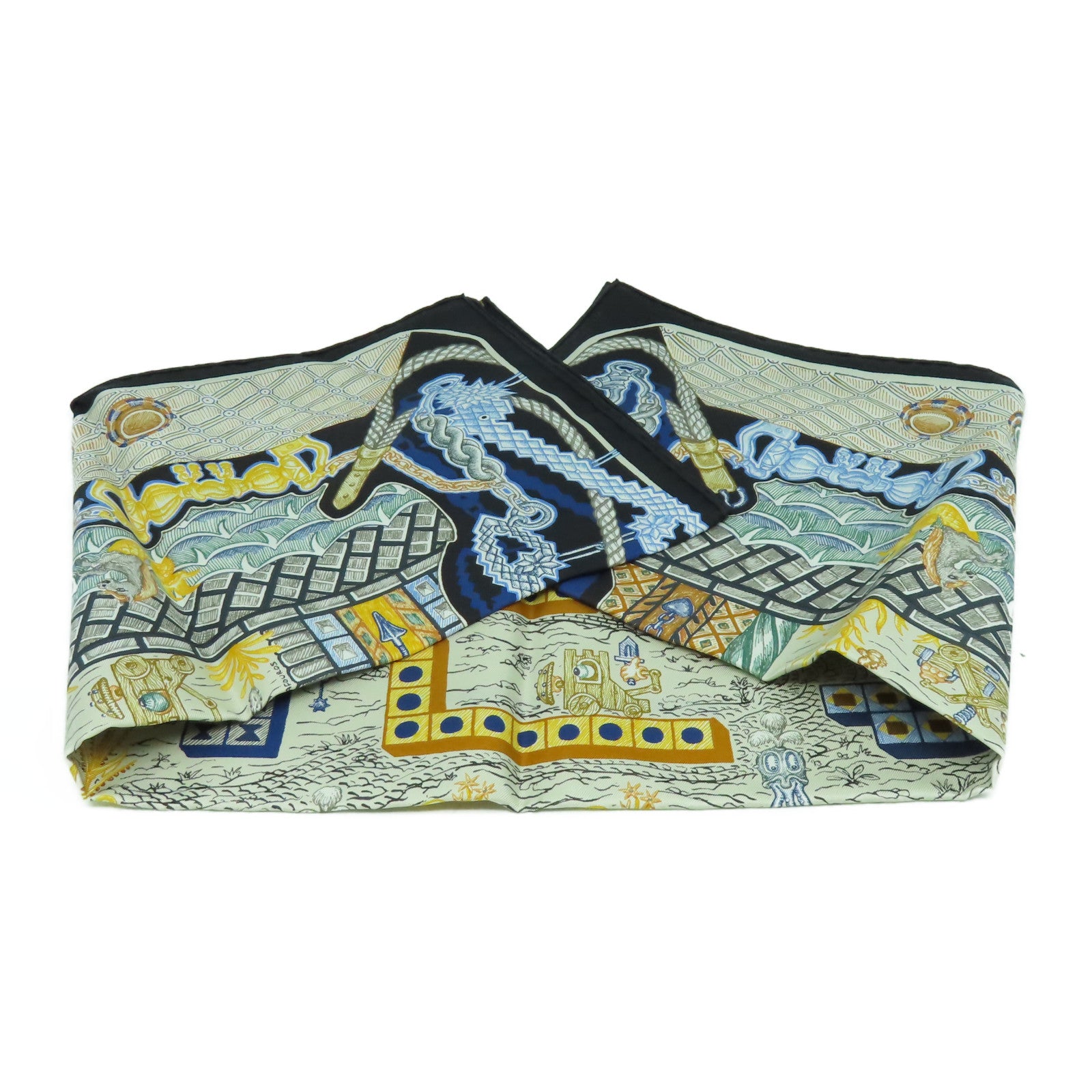 HERMES 【激減優惠】絲質Scarf 90x90絲巾深藍色/藍色