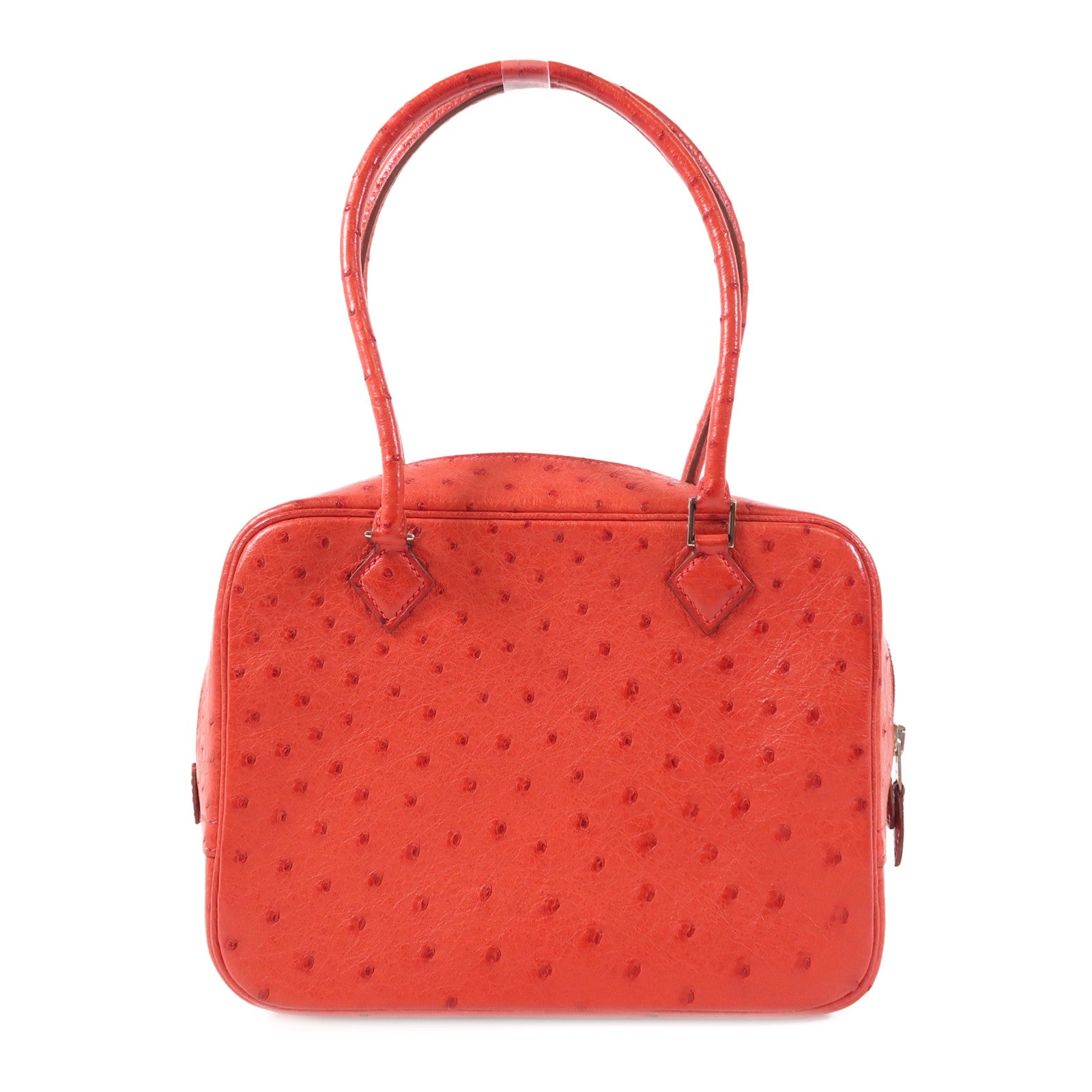 HERMES Ostrich皮革Plume Mini銀扣手挽袋