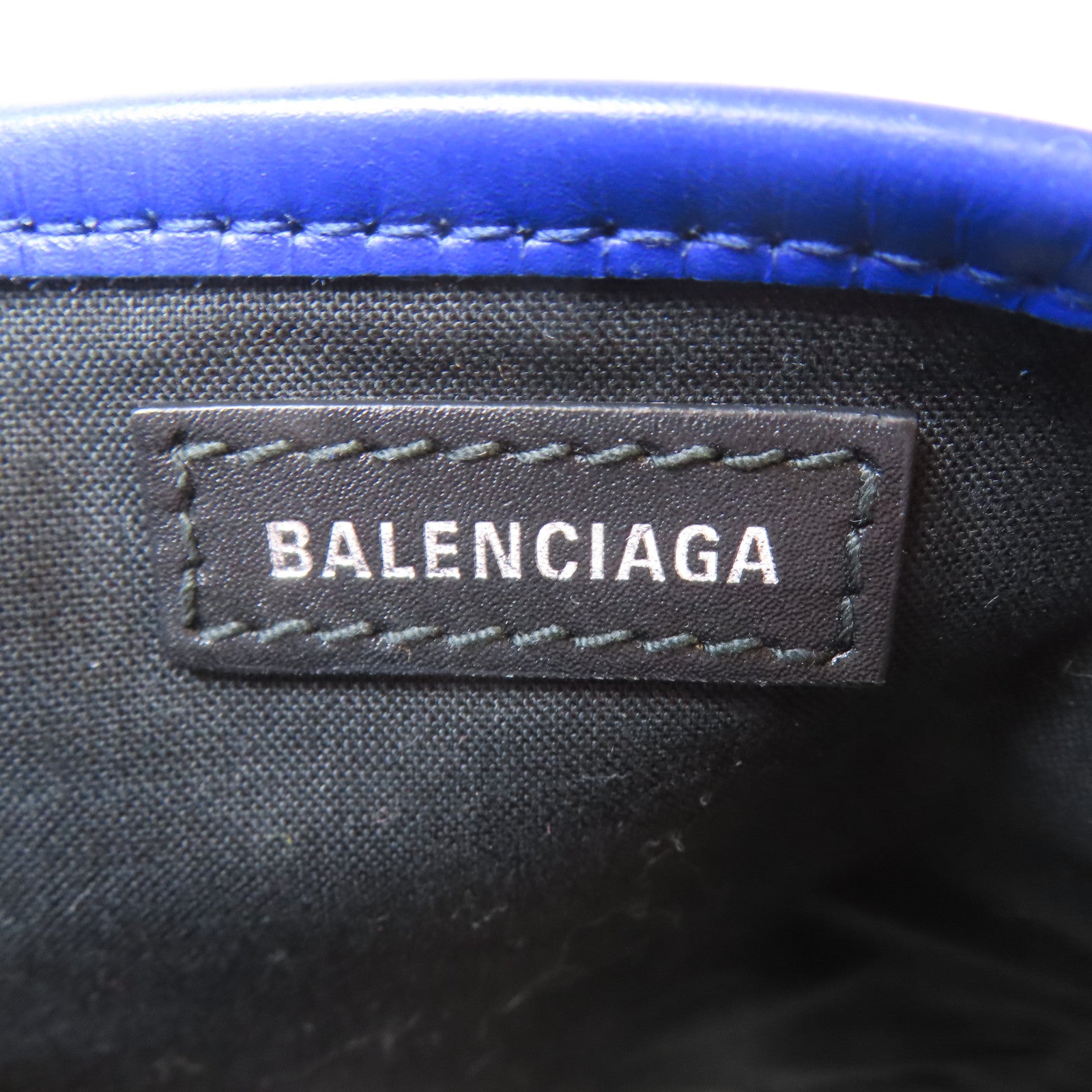 BALENCIAGA 帆布/皮革Xs Cabas銀扣手挽肩背兩用袋白色/藍色