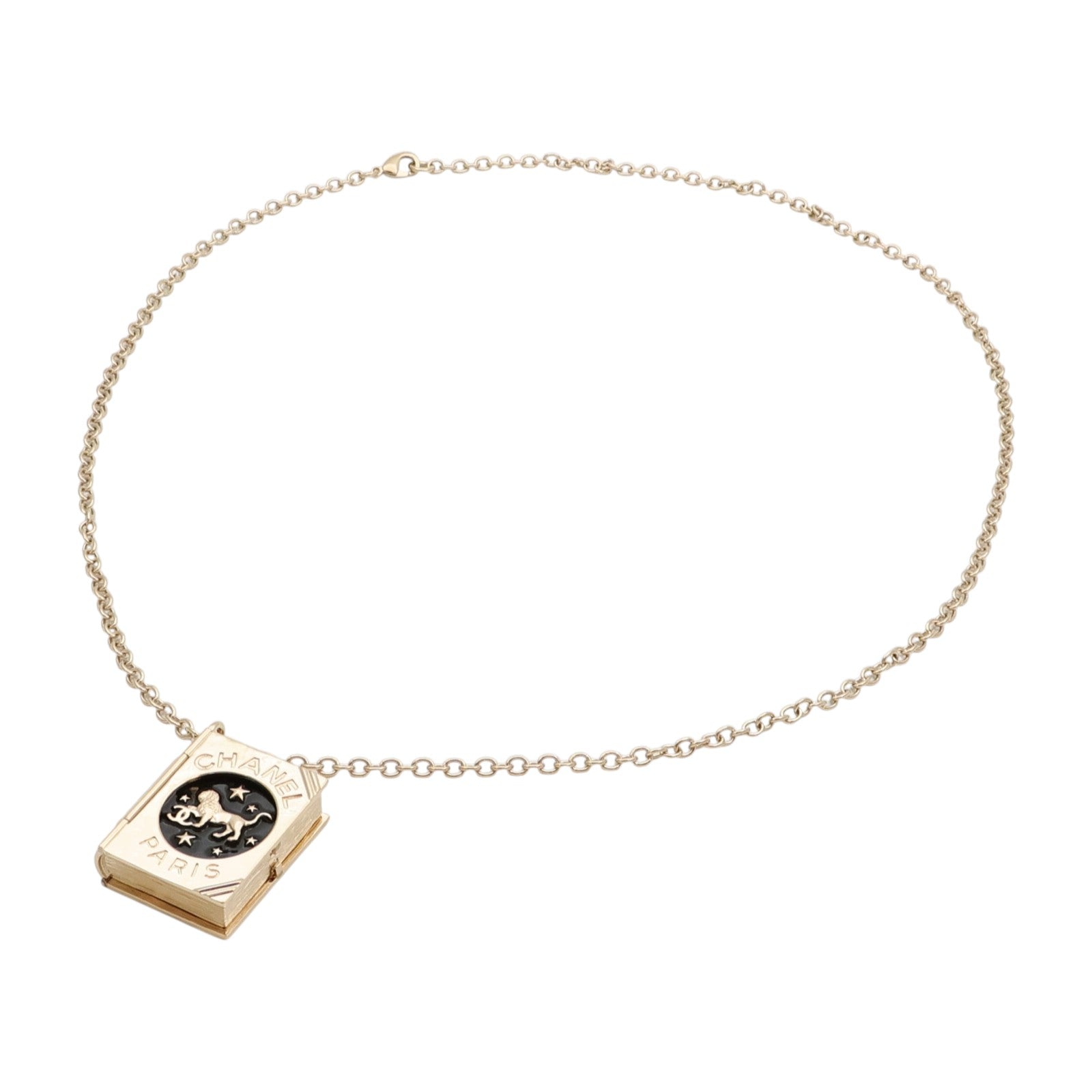 CHANEL 金屬/琺瑯Lion Book Locket項鍊