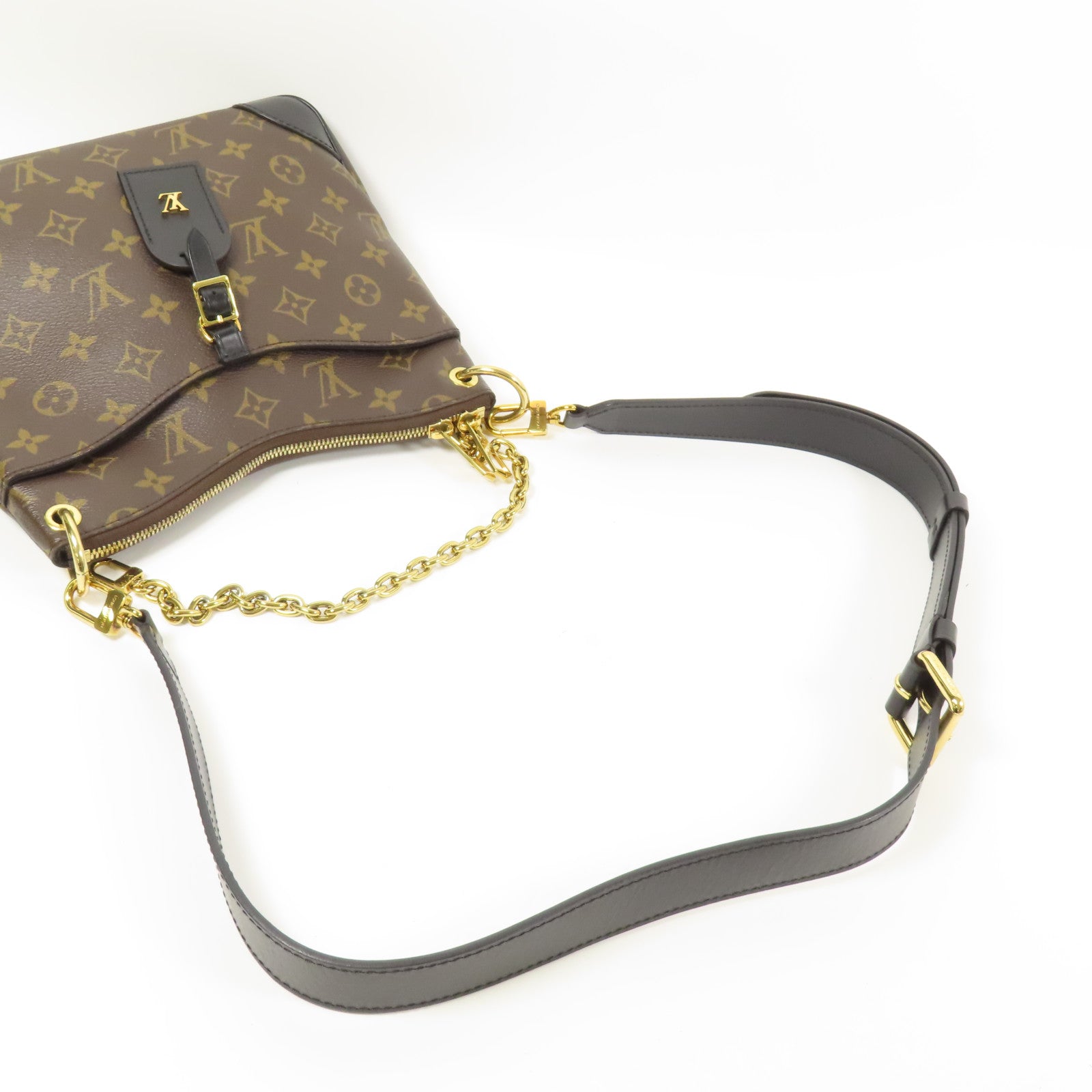 LOUIS VUITTON Monogram Macassar Odeon PM金扣手挽袋