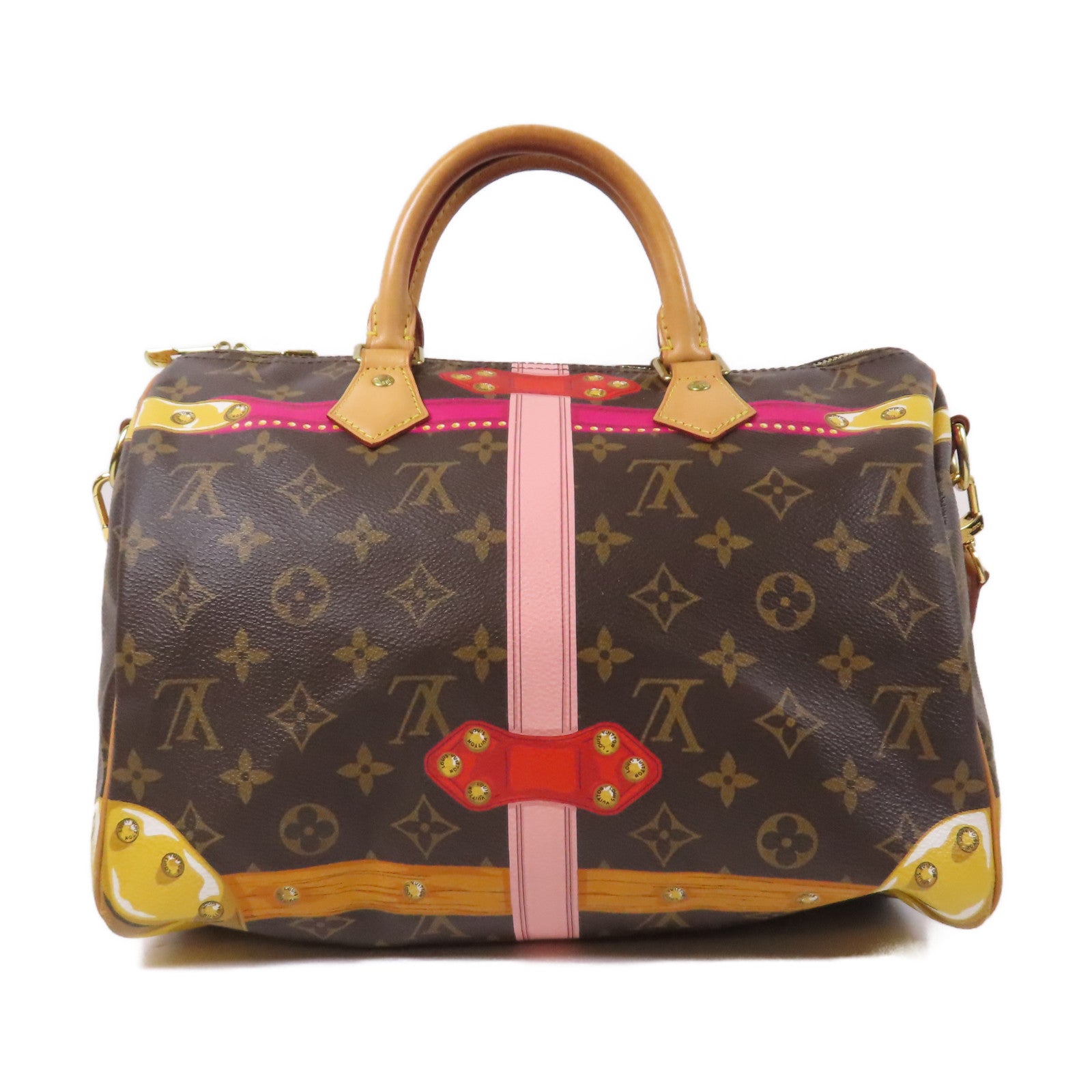 LOUIS VUITTON Monogram Summer Trunk Speedy 30金扣手挽肩背兩用袋啡色