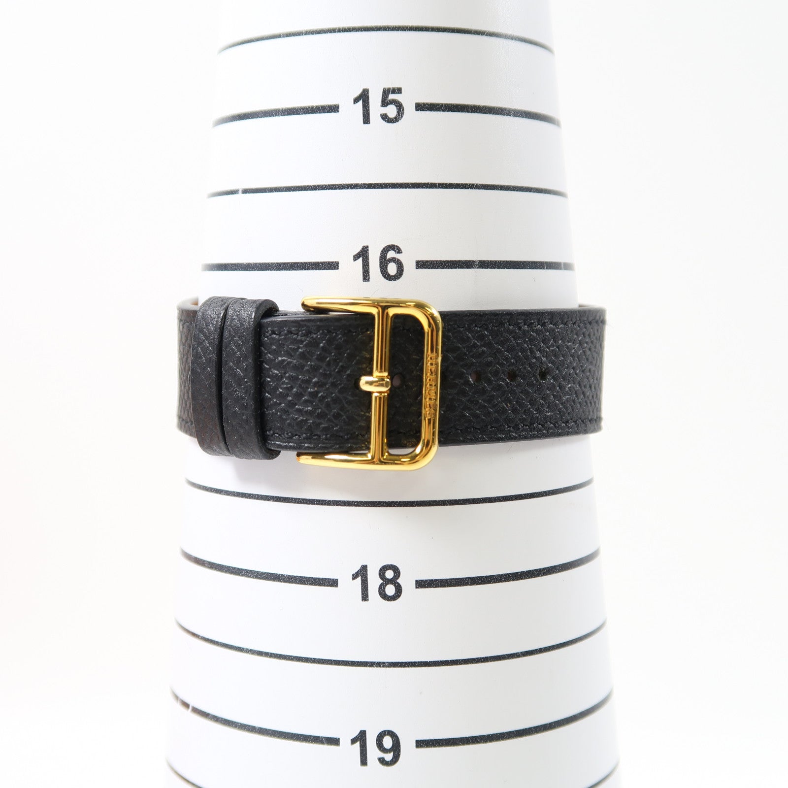HERMES 皮革Heure H Watch 25mm手錶石英機芯黑色/金色