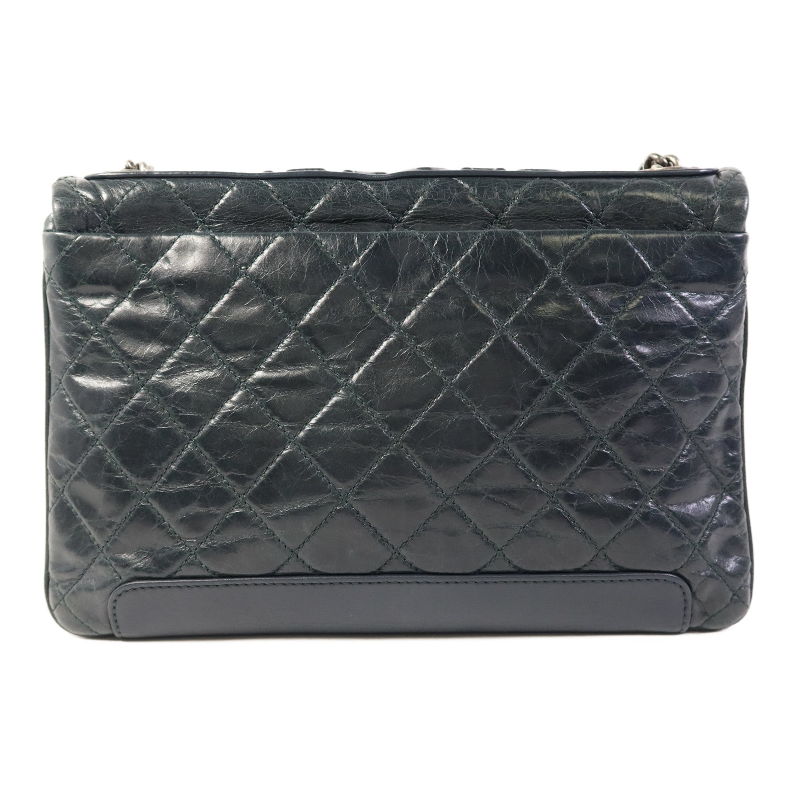 CHANEL 牛皮皮革Chain Shoulder Bag銀扣鏈帶肩背袋