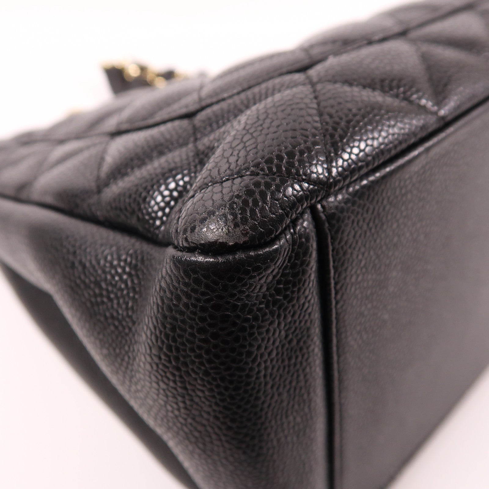 CHANEL 牛皮皮革GST Grand Shopping Tote Bag金扣鏈帶肩背袋