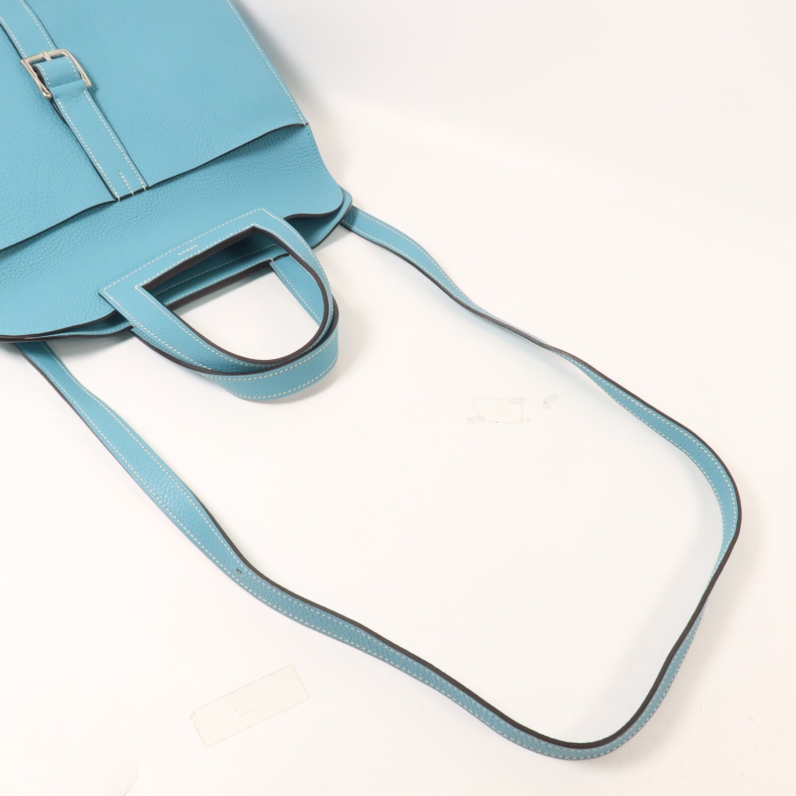 HERMES Clemence皮革Halzan 31手挽肩背兩用袋Bleu Saint Cyr