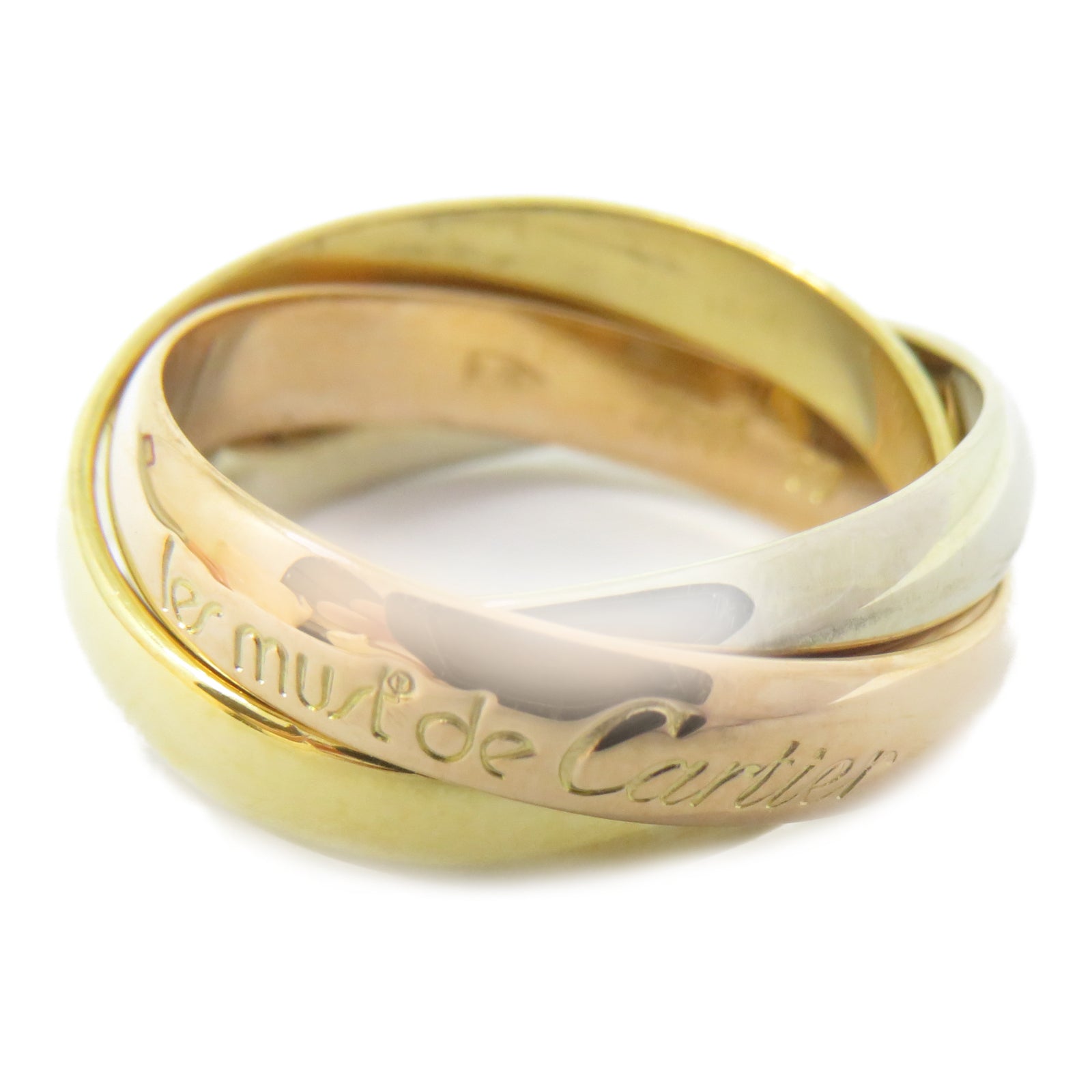 CARTIER 18K黃金/白金/玫瑰金Trinity戒指Cartier#50/US#5.25