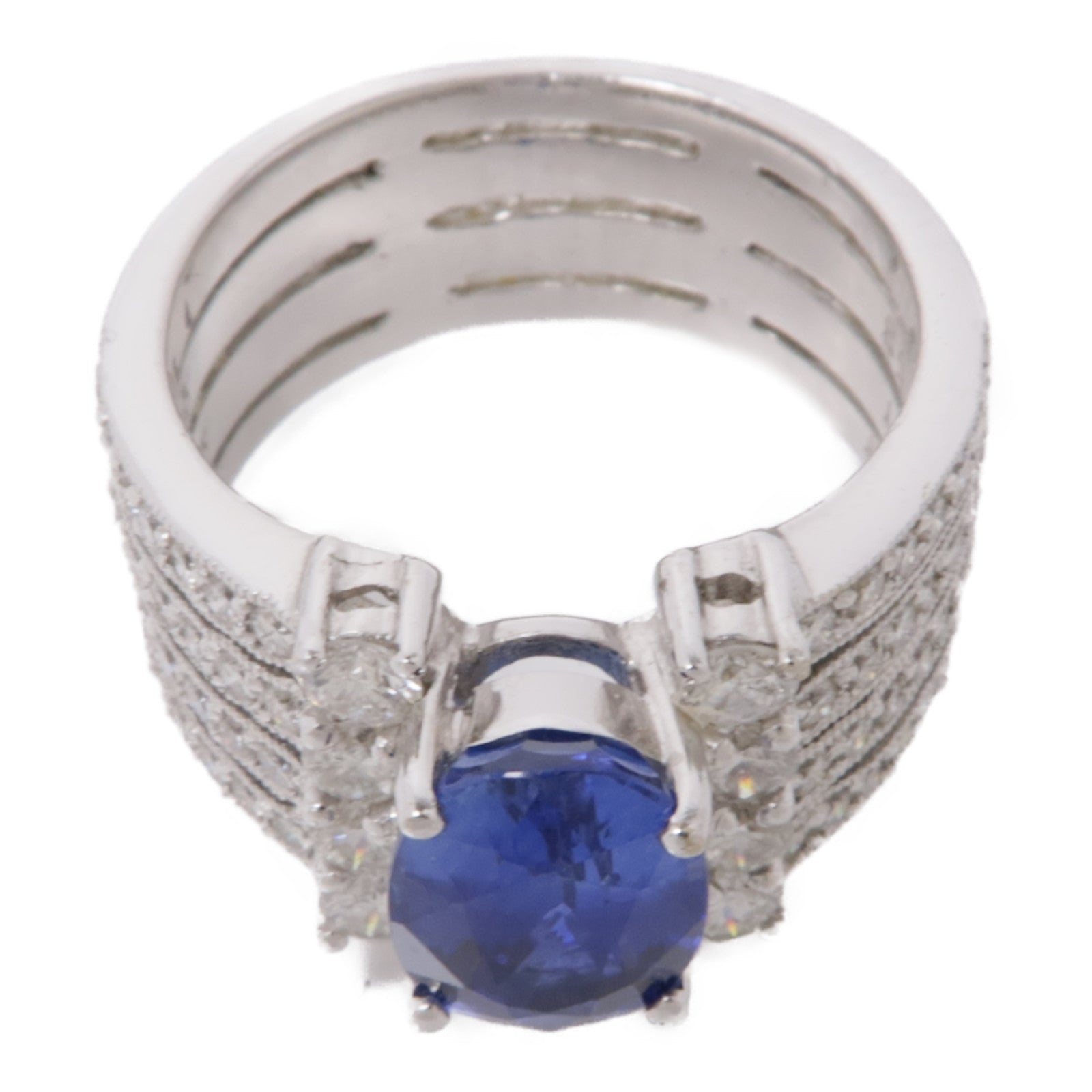 JEWELRY 18K白金/藍寶石/鑽石Sapphire Diamond Ring戒指US#5.5