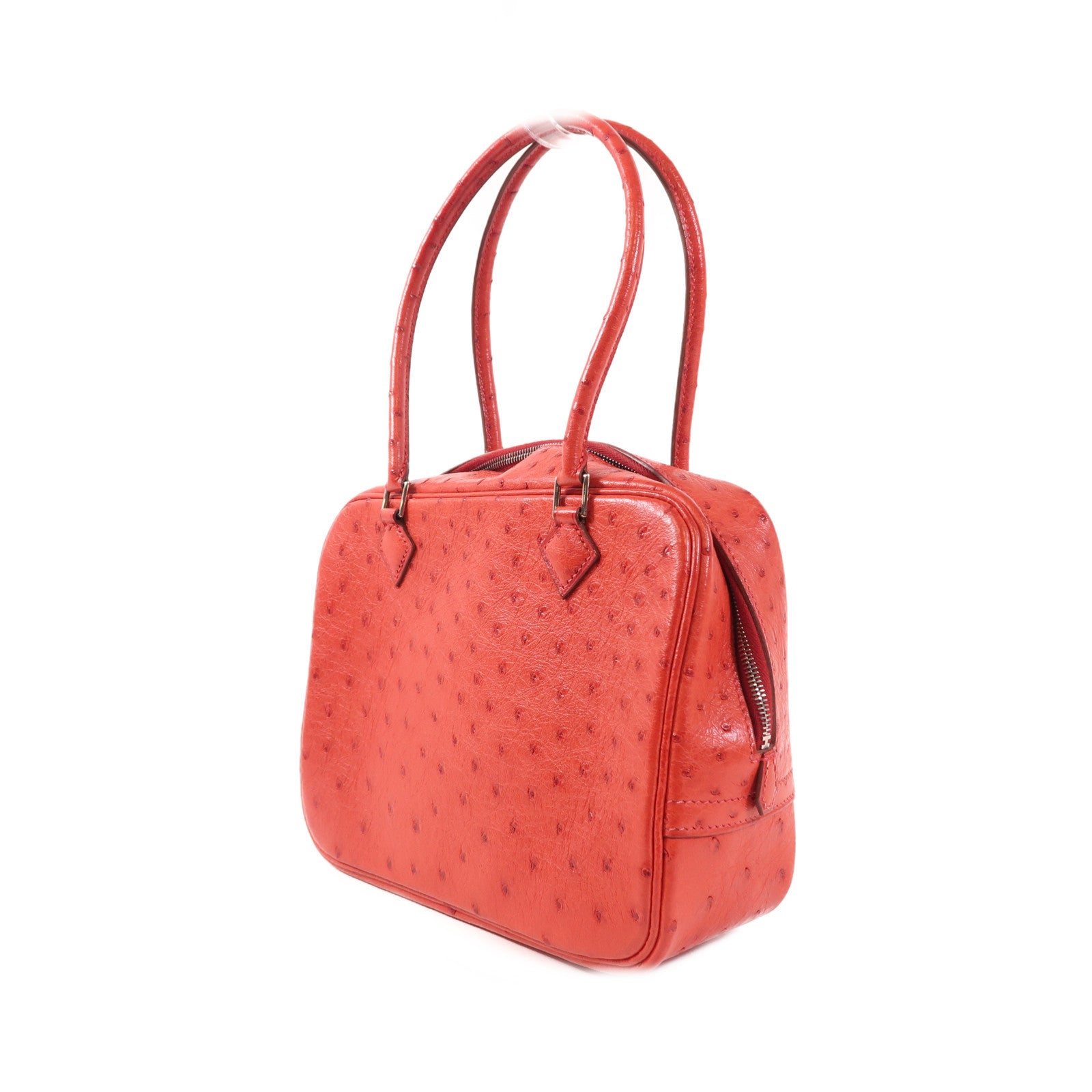 HERMES Ostrich皮革Plume Mini銀扣手挽袋