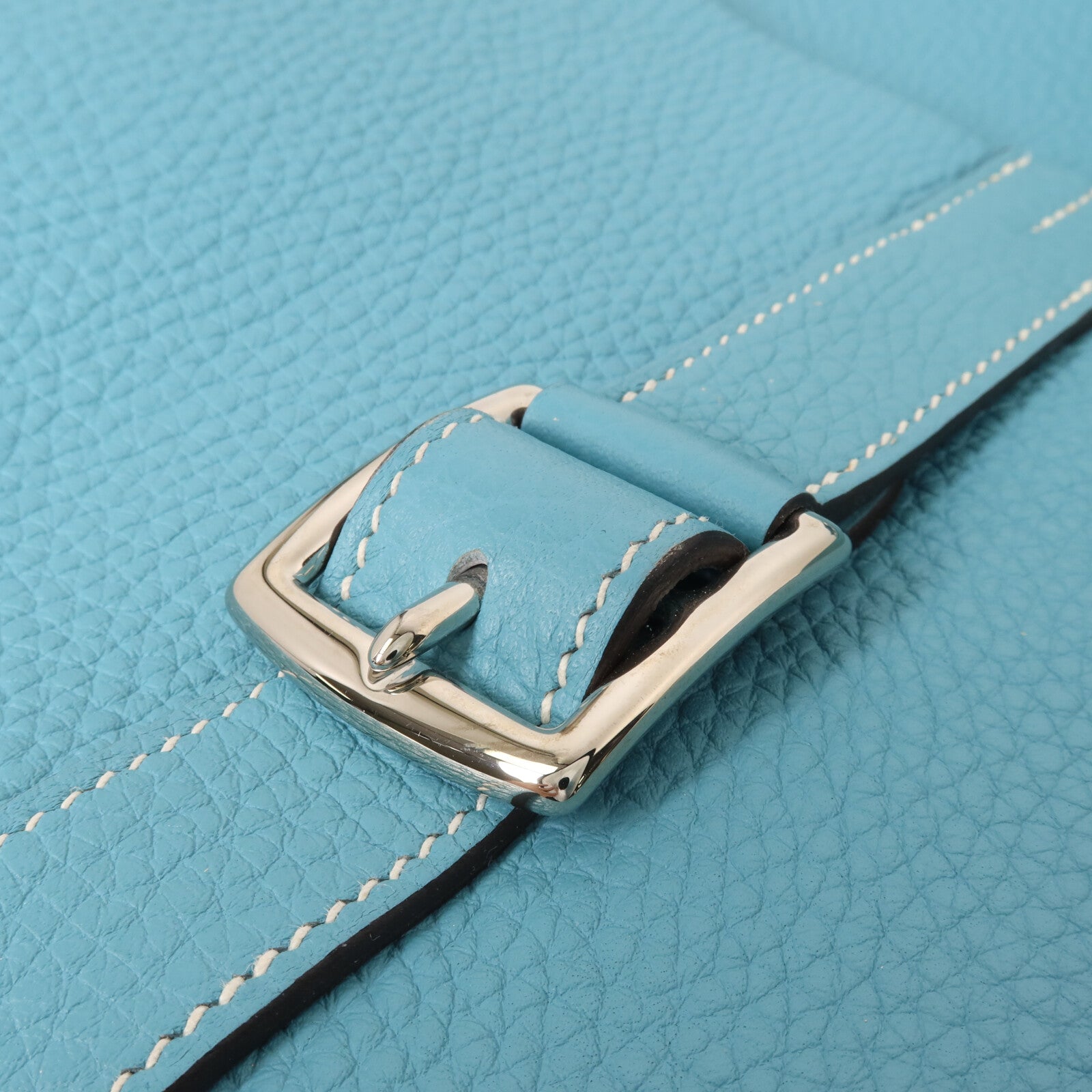 HERMES Clemence皮革Halzan 31手挽肩背兩用袋Bleu Saint Cyr