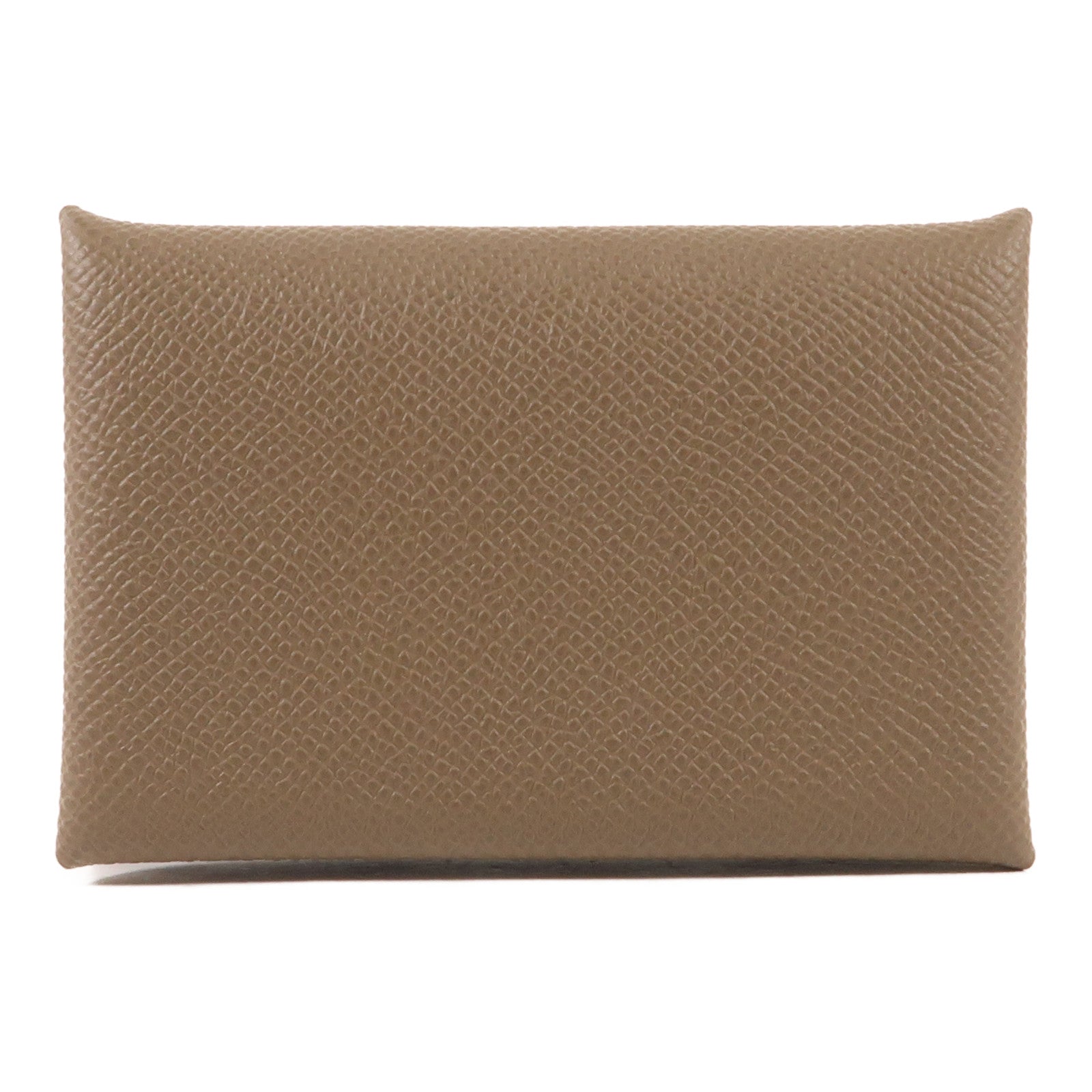 HERMES 【激減優惠】Epsom皮革Calvi Card Case銀扣卡套Etoupe