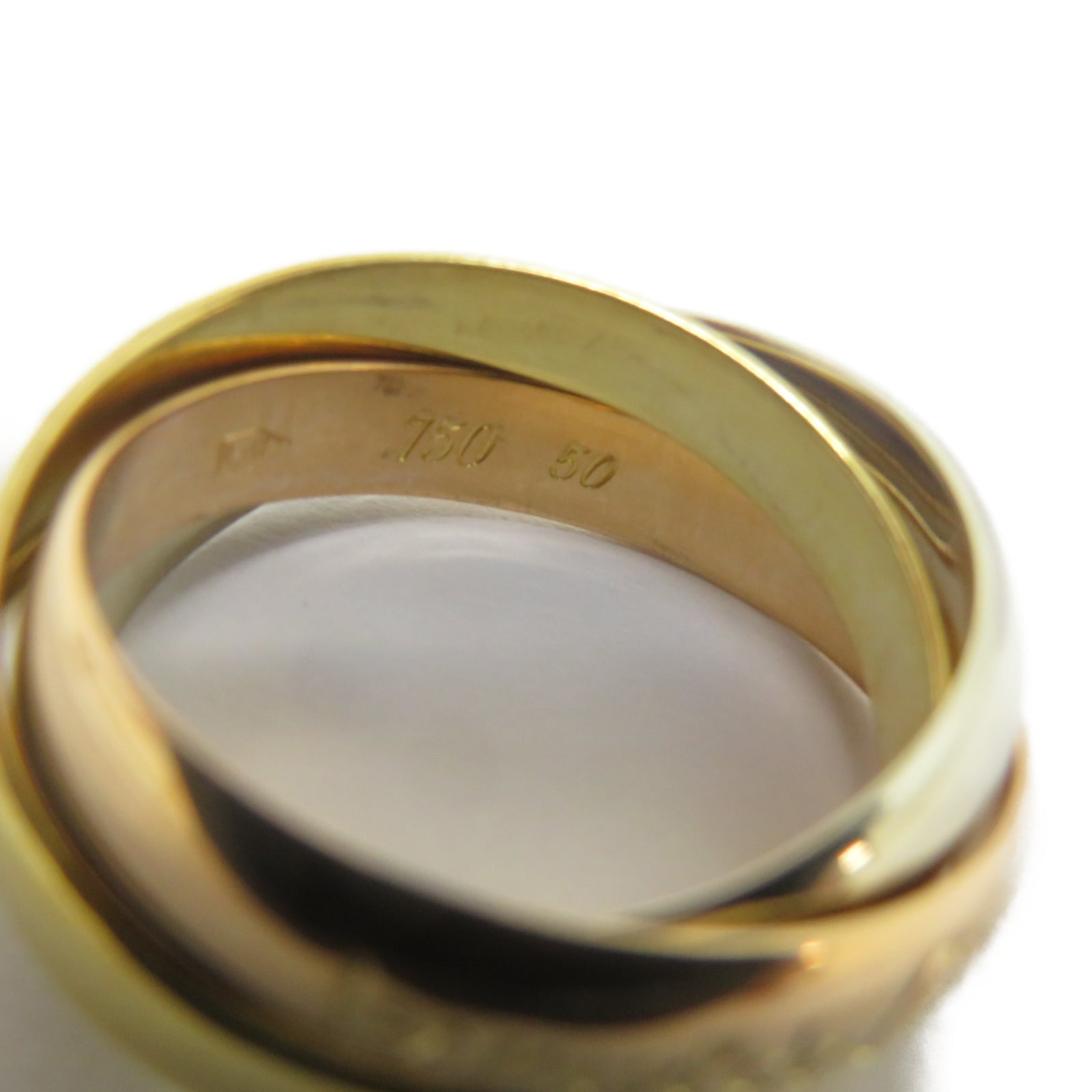 CARTIER 18K黃金/白金/玫瑰金Trinity戒指Cartier#50/US#5.25