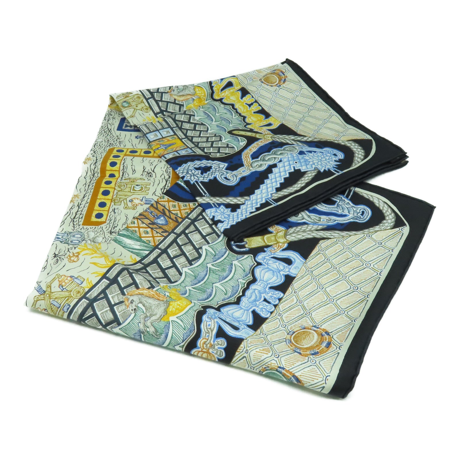 HERMES 【激減優惠】絲質Scarf 90x90絲巾深藍色/藍色