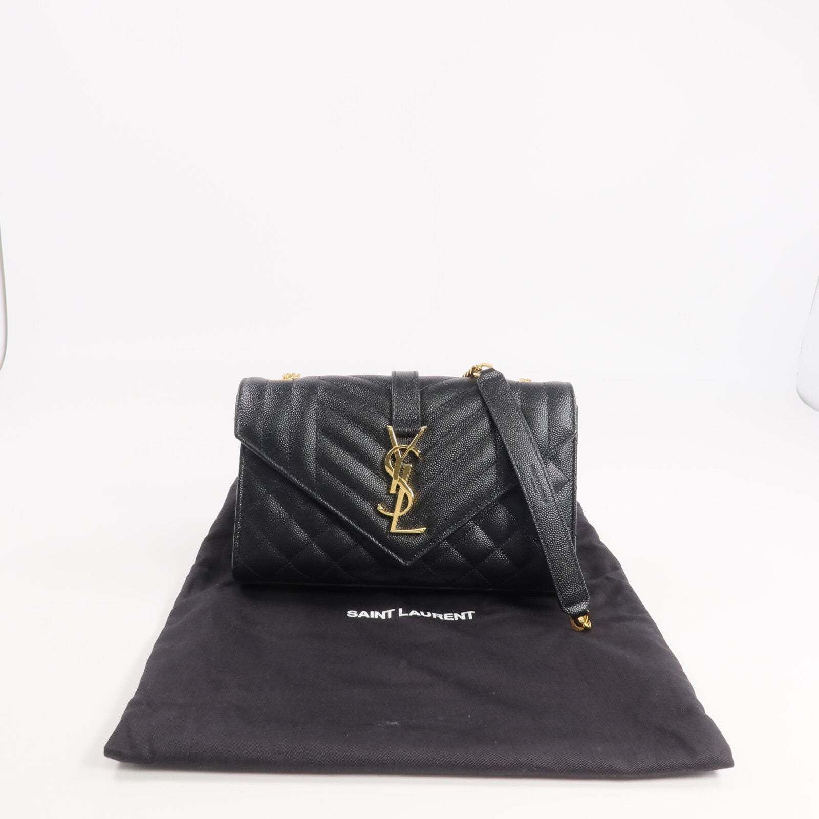 SAINT LAURENT 牛皮皮革Envelope Small Bag金扣鏈帶肩背袋