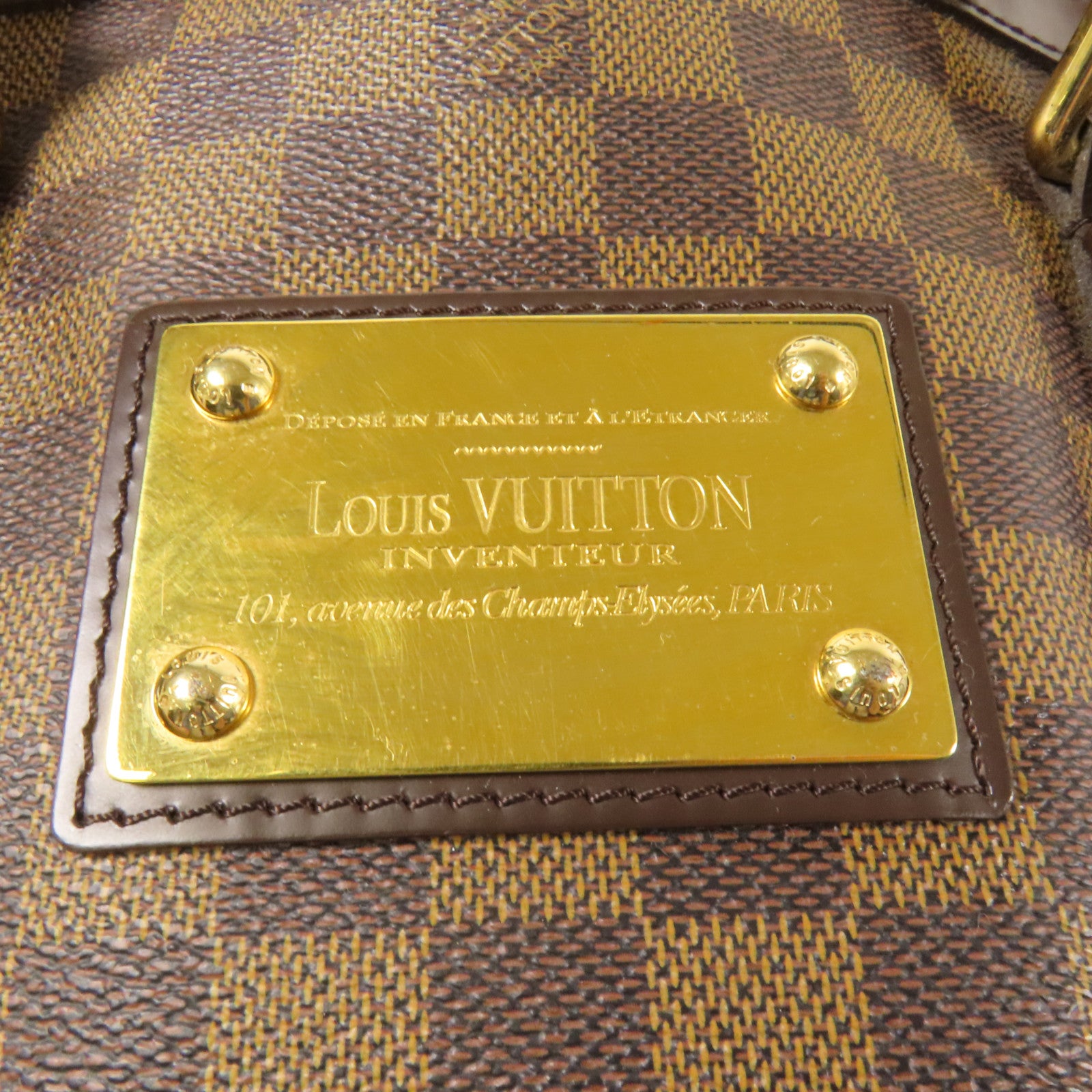 LOUIS VUITTON Damier Hampstead MM金扣手挽袋