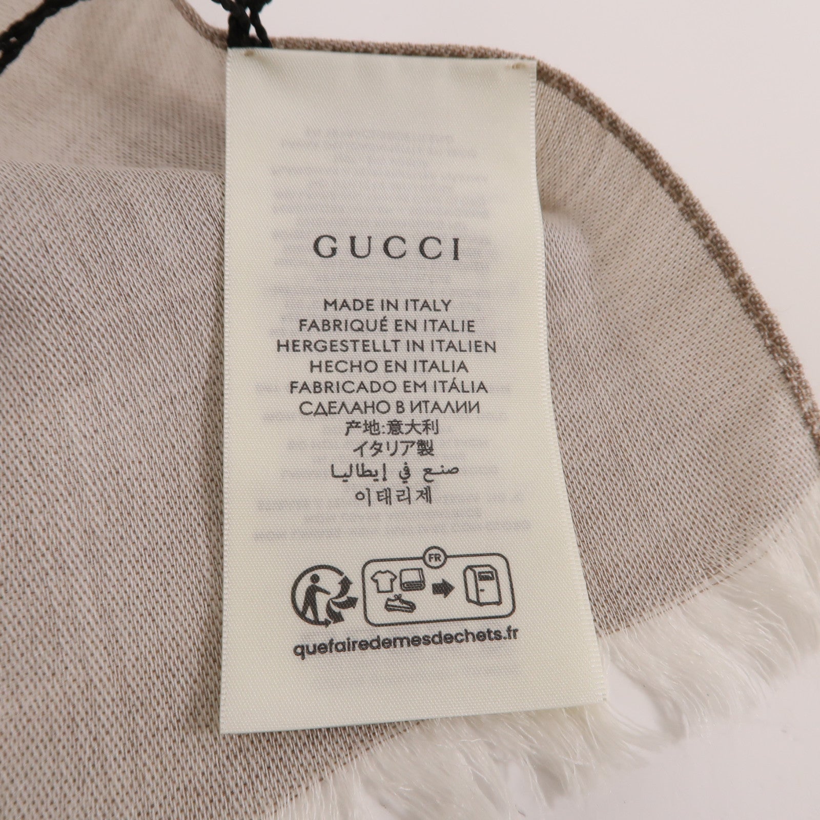 GUCCI 羊毛/Seta絲質Scarf圍巾米色