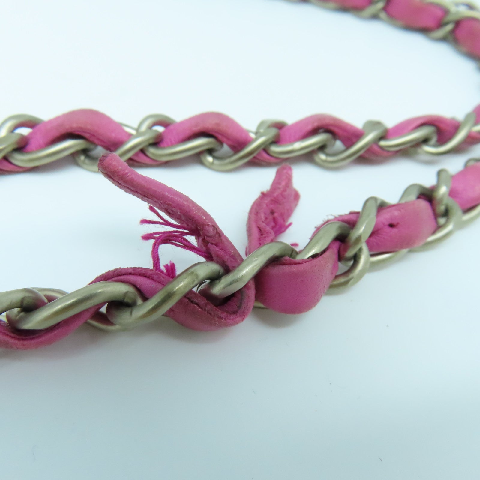 CHANEL 帆布Chain Shoulder银扣肩背袋黑色/粉红色/米色