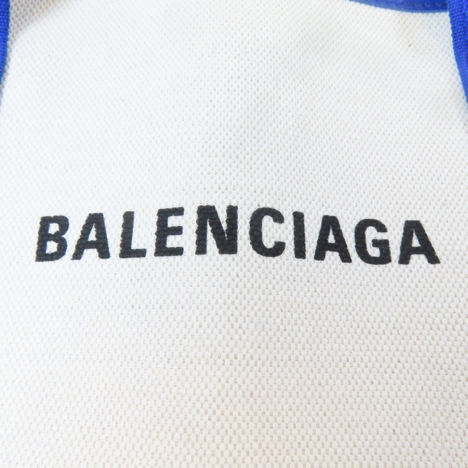 BALENCIAGA 帆布/皮革Xs Cabas銀扣手挽肩背兩用袋白色/藍色