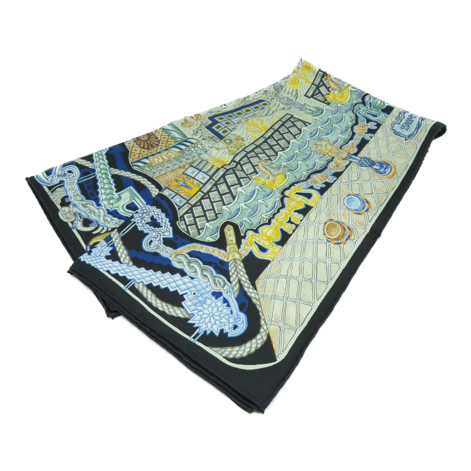 HERMES 【激減優惠】絲質Scarf 90x90絲巾深藍色/藍色