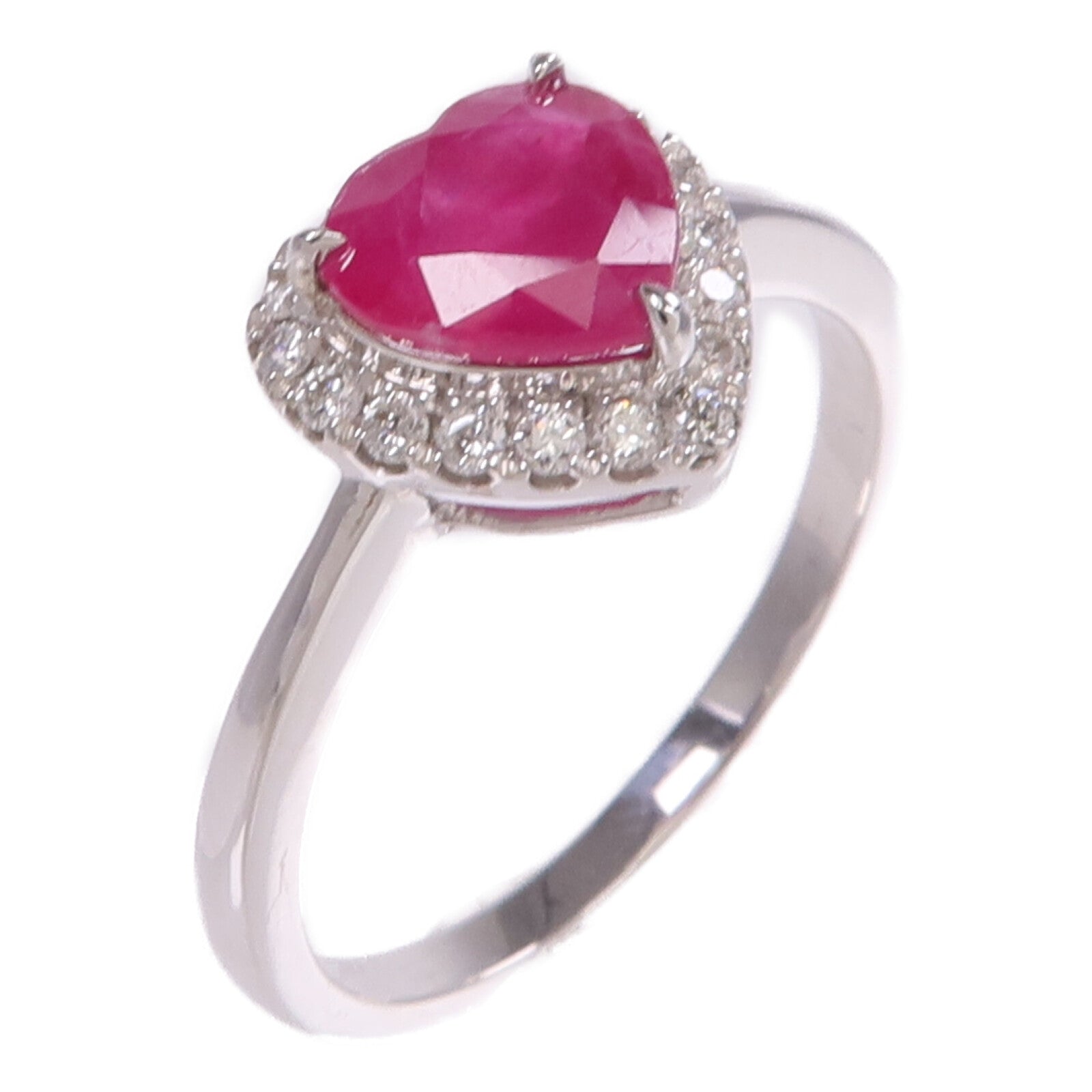 JEWELRY 9K白金Ruby Diamond Ring紅寶石/鑽石戒指US#6.75