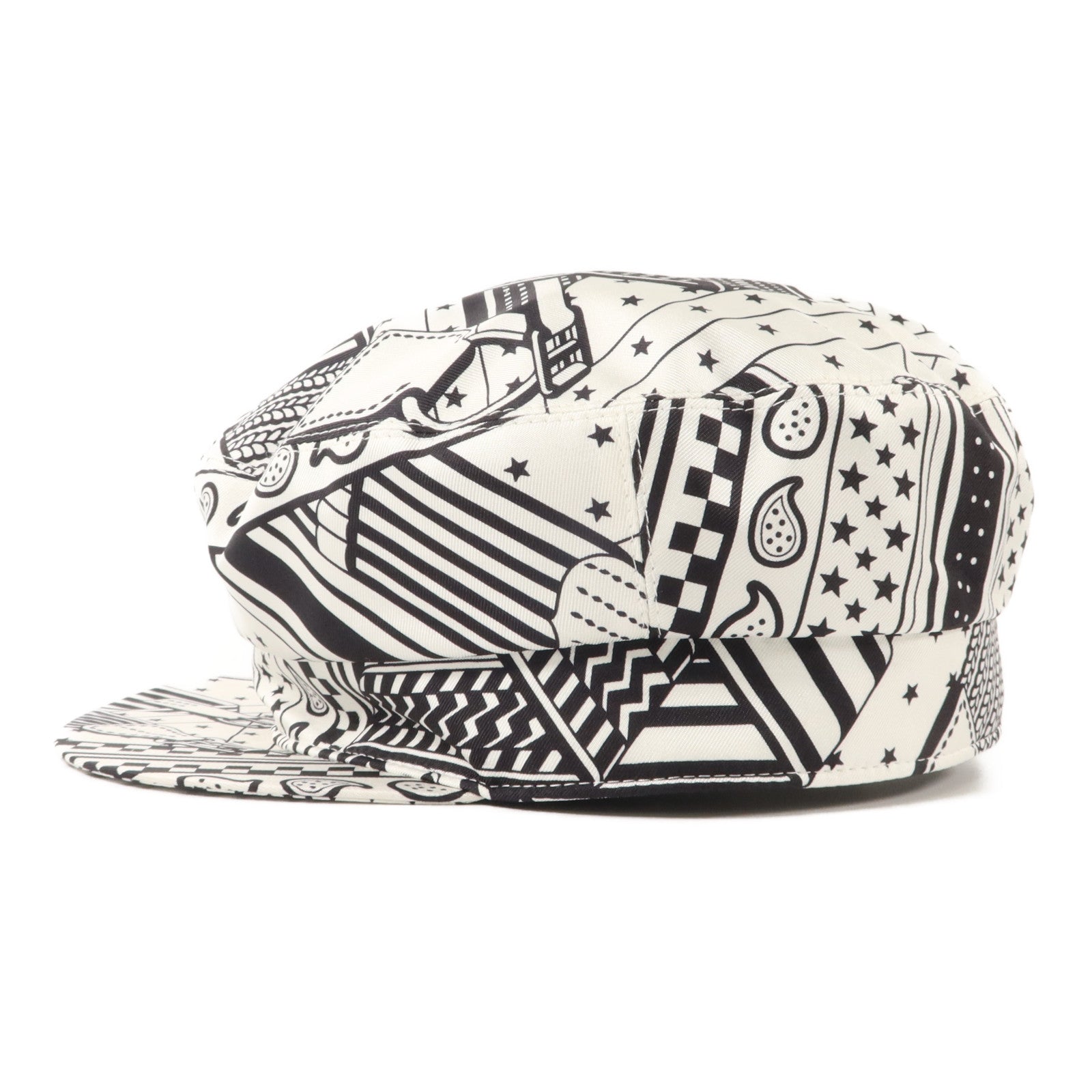 HERMES 絲質/棉質Iris Zigzag Deauville Hat帽子