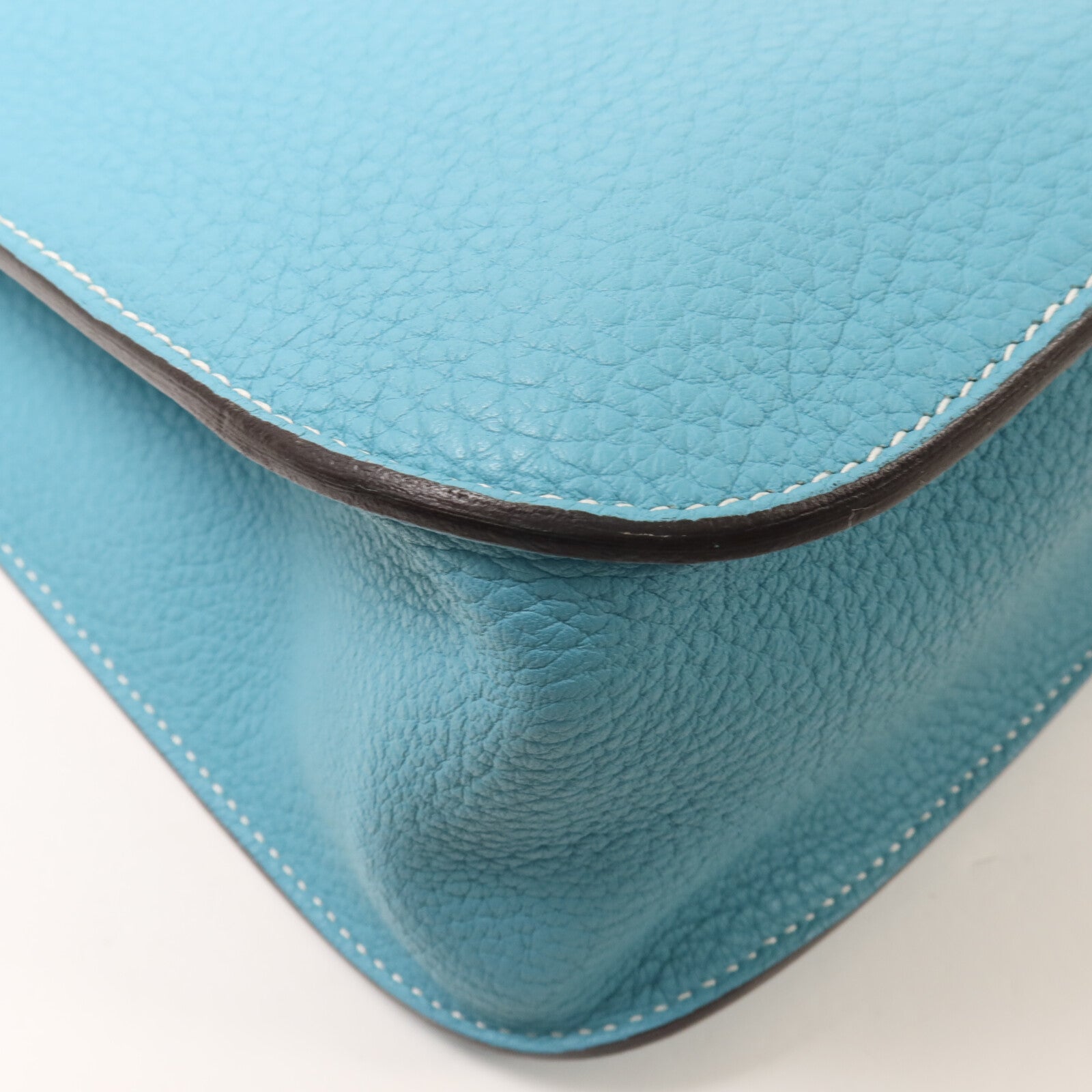 HERMES Clemence皮革Halzan 31手挽肩背兩用袋Bleu Saint Cyr