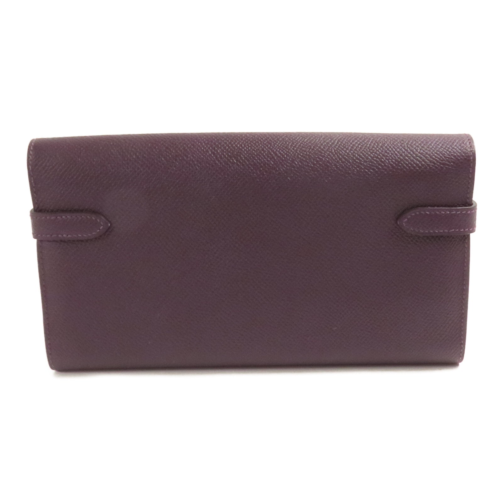 HERMES Epsom皮革Kelly Wallet金扣長錢包Rouge Sellier