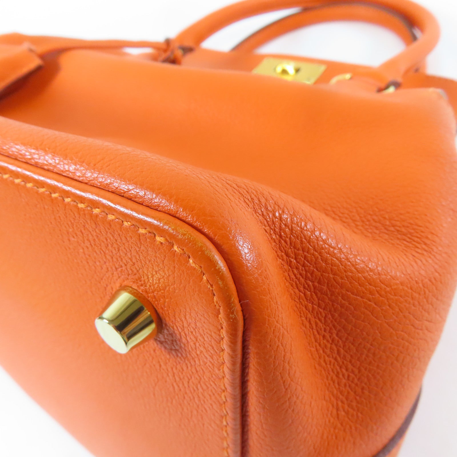 HERMES 【激減優惠】Evercolor皮革Tool Box 20 2 Way Shoulder Bag金扣手挽肩背兩用袋火焰橘