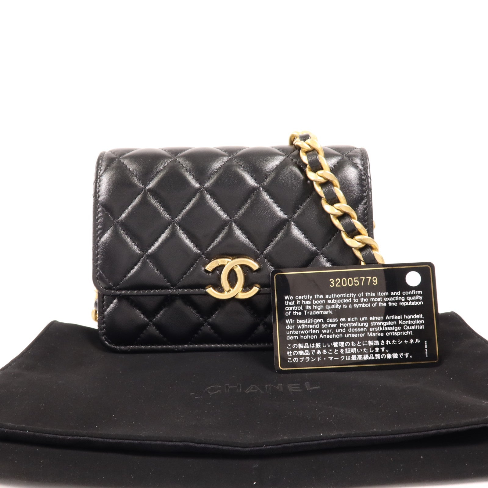 CHANEL 羊皮皮革Mini WOC金扣鏈帶肩背袋