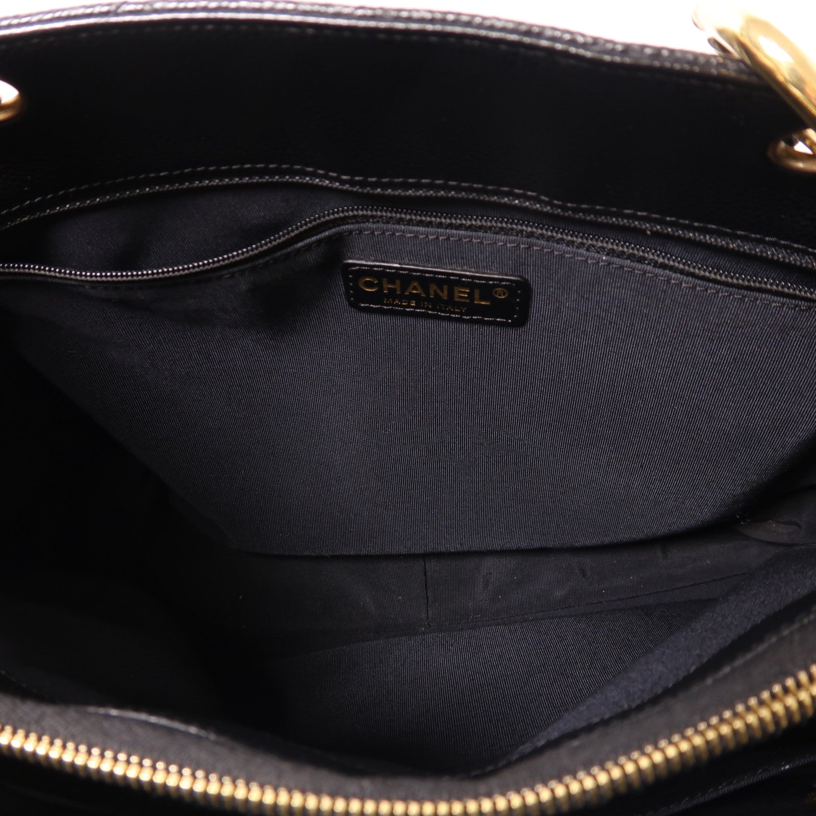 CHANEL 牛皮皮革GST Grand Shopping Tote Bag金扣鏈帶肩背袋